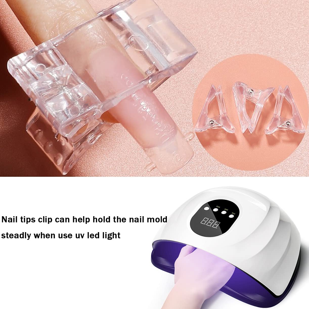10Pcs Clear Transparent Nail Clips for Polygel - Quick Building Nail Forms, UV LED Builder Clamps for Nail Extensions & Manicure - Perfect for Salon, Home DIY Nail Art & Professional Use