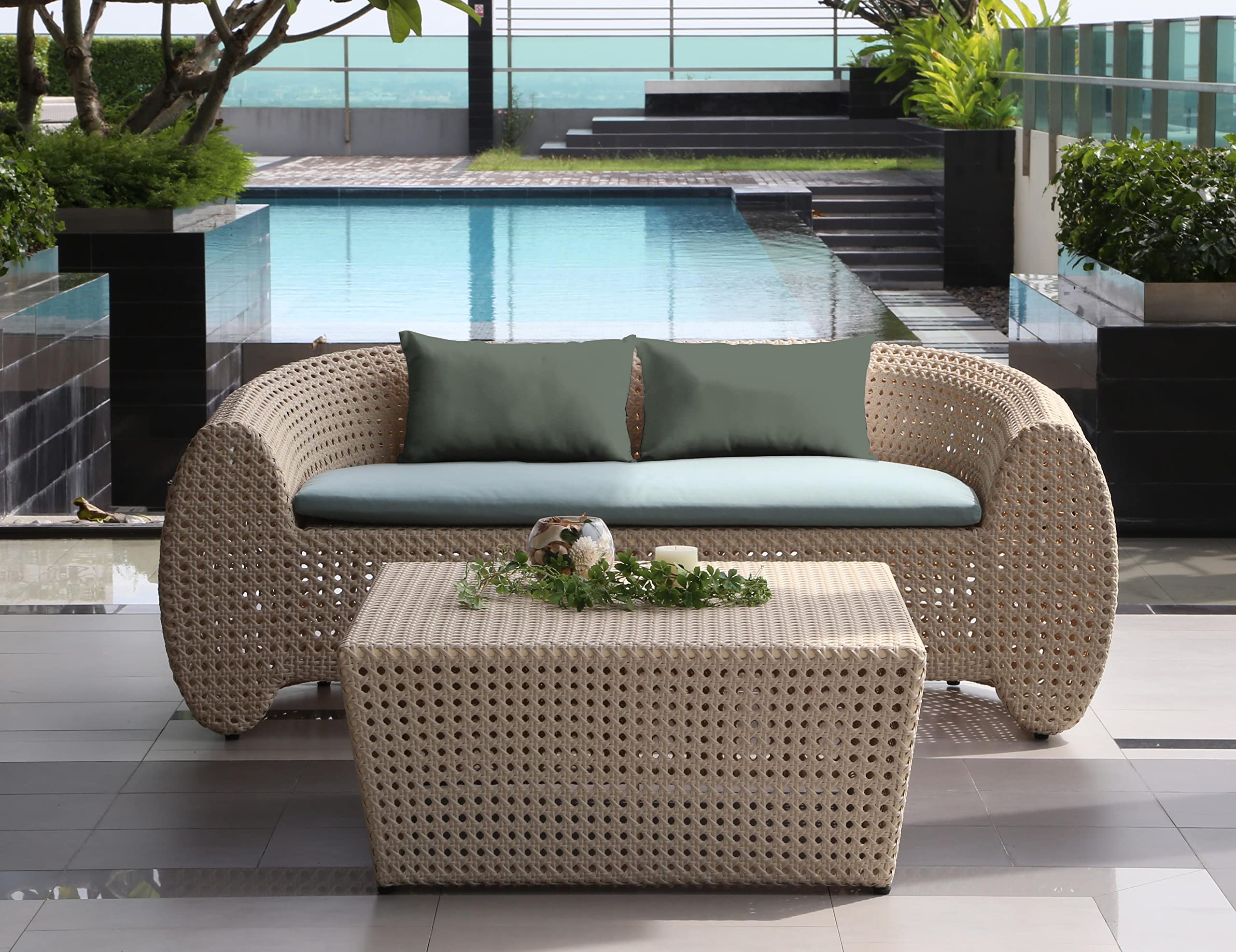 All-Weather Waterproof Polyester Lumbar Pillow Set of 2 - Indoor/Outdoor Decorative Throw Pillows for Patio Furniture, Sofa & Bed - Dark Gray