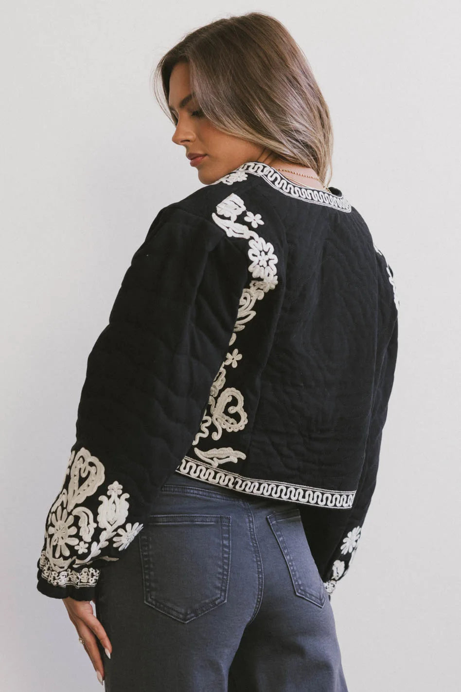Benja Black Embroidered Jacket for Women - Stylish & Comfortable Outerwear for Fall & Winter | Perfect for Casual Outings, Date Nights & Office Wear