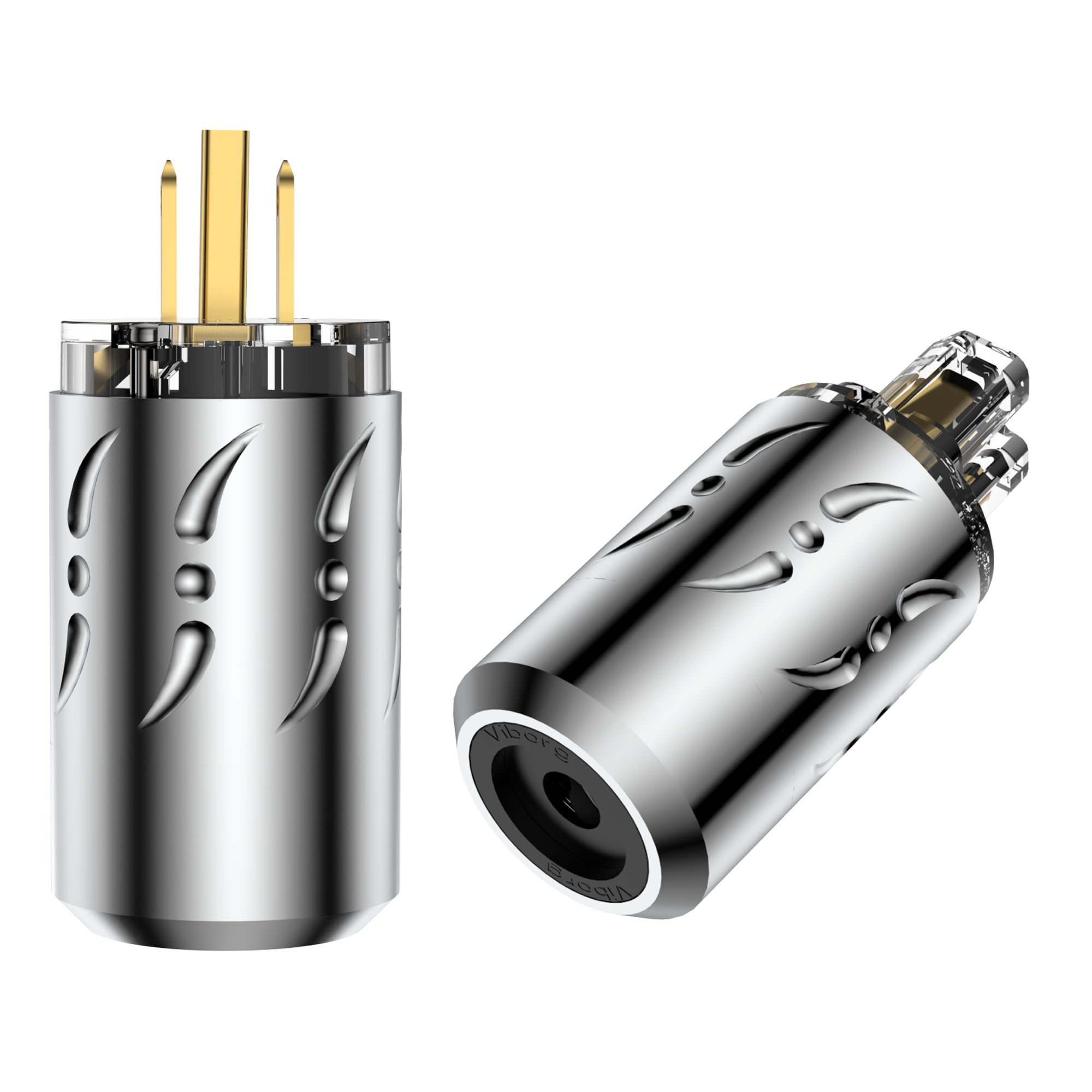 Premium Gold-Plated Pure Copper Non-Magnetic HiFi Power Plug Set (VM512G+VF512G) - US AC Mains Plug & IEC C15 Connector for Audiophile Power Cables | DIY Audio Equipment Upgrade for Home Theater & High-End Sound Systems