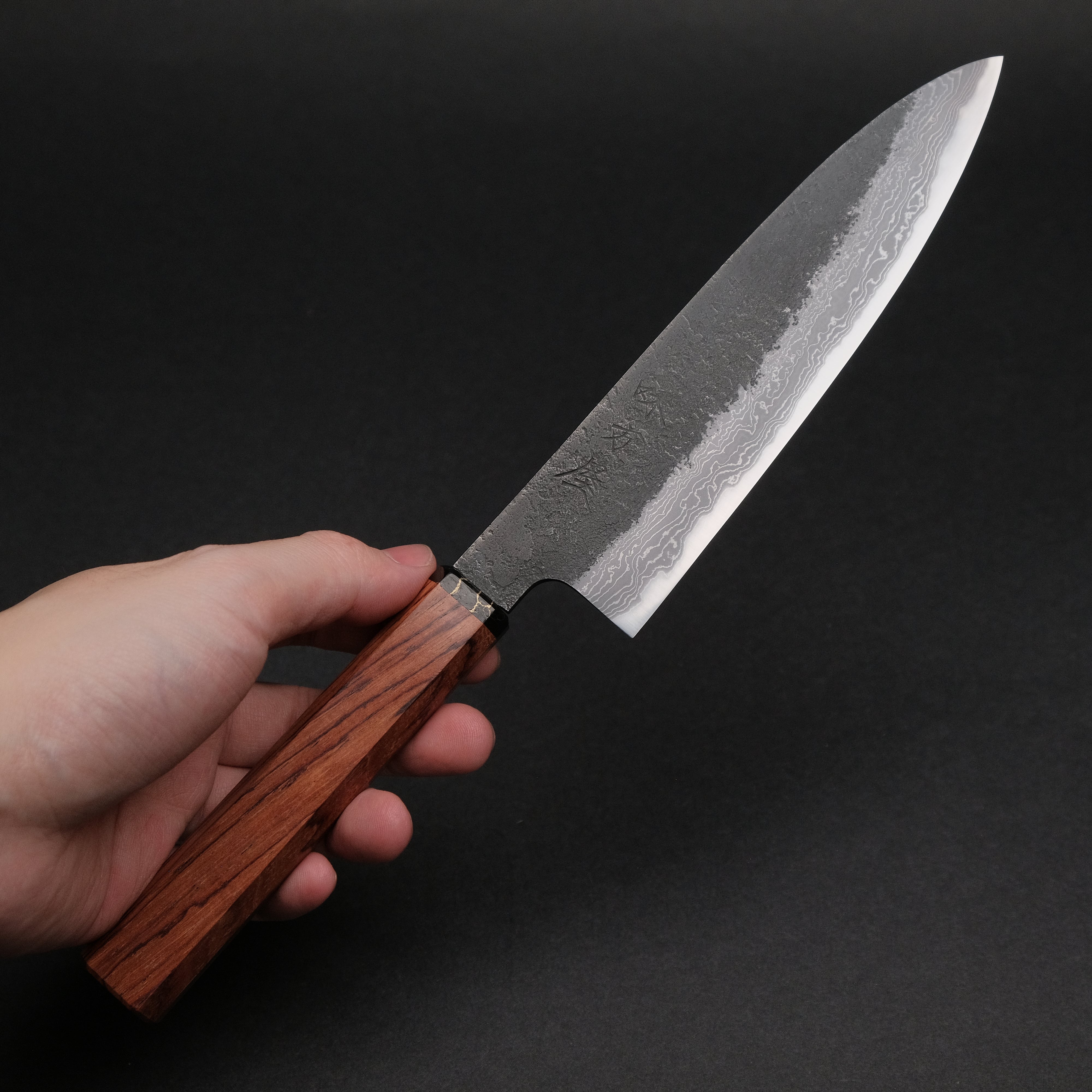 Premium Ajikataya White #2 Nashiji Damascus Petty Knife 150mm with Rosewood & TQP Handle - Perfect for Slicing, Garnishing & Precision Kitchen Tasks (#59)