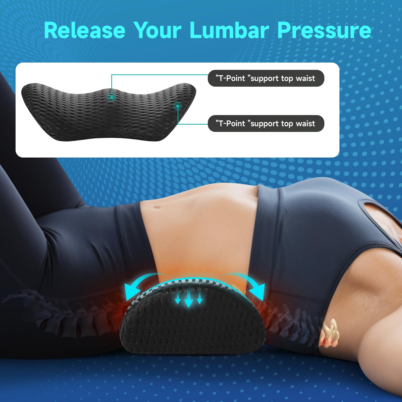 Ergonomic Memory Foam Lumbar Support Pillow for Office Chair & Car Seat - Lower Back Pain Relief Cushion for Gaming Chair, Desk Chair - Perfect for Work, Driving & Long Sitting Sessions