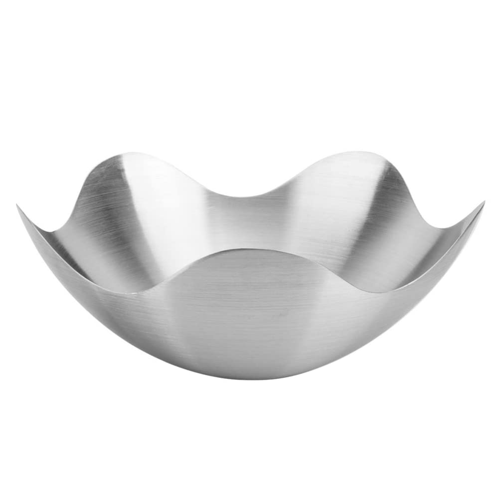 Stainless Steel Lotus Fruit Bowl - Kitchen & Restaurant Serving Tray for Snacks, Salads