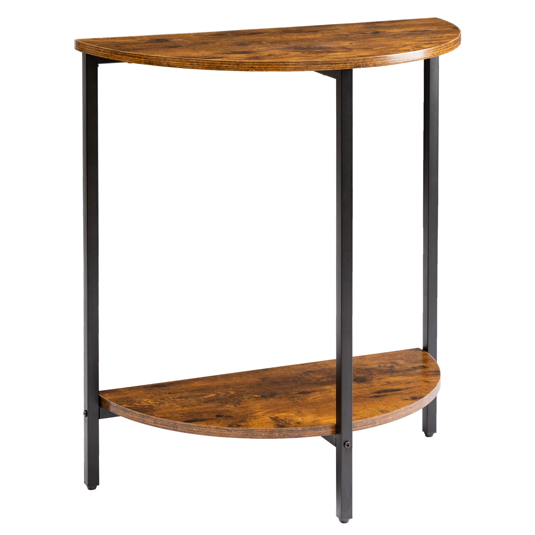 Modern Half Moon Entryway Table with Black Metal Legs & Storage - Compact Console Table for Hallway, Living Room, Bedroom - Durable Small Accent Furniture for Home Decor