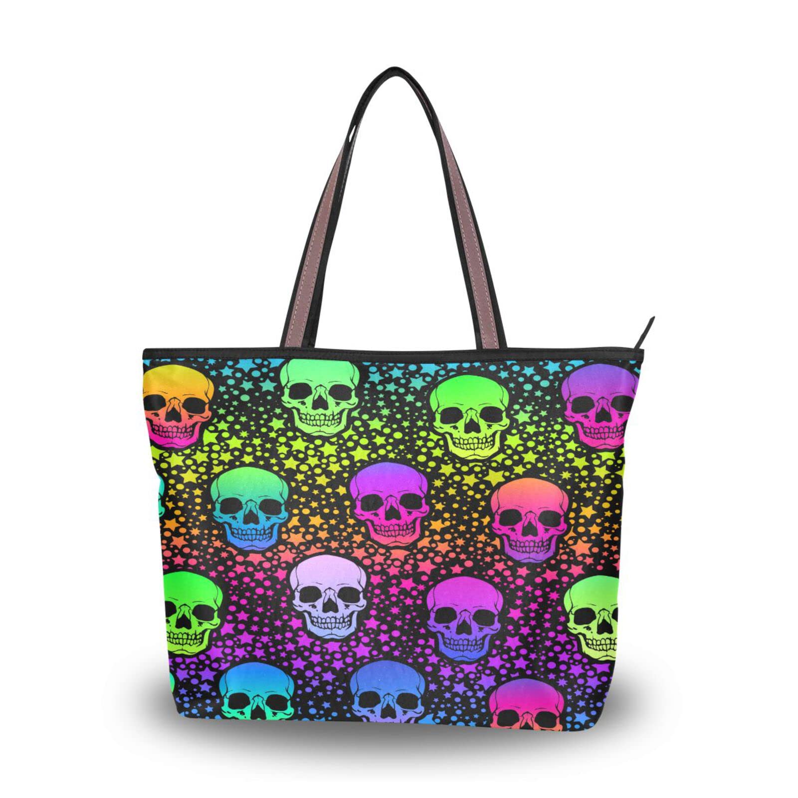Stylish Human Skulls & Stars Tote Bag for Women - Reusable Shoulder Handbag, Perfect for Beach, Travel & Everyday Use