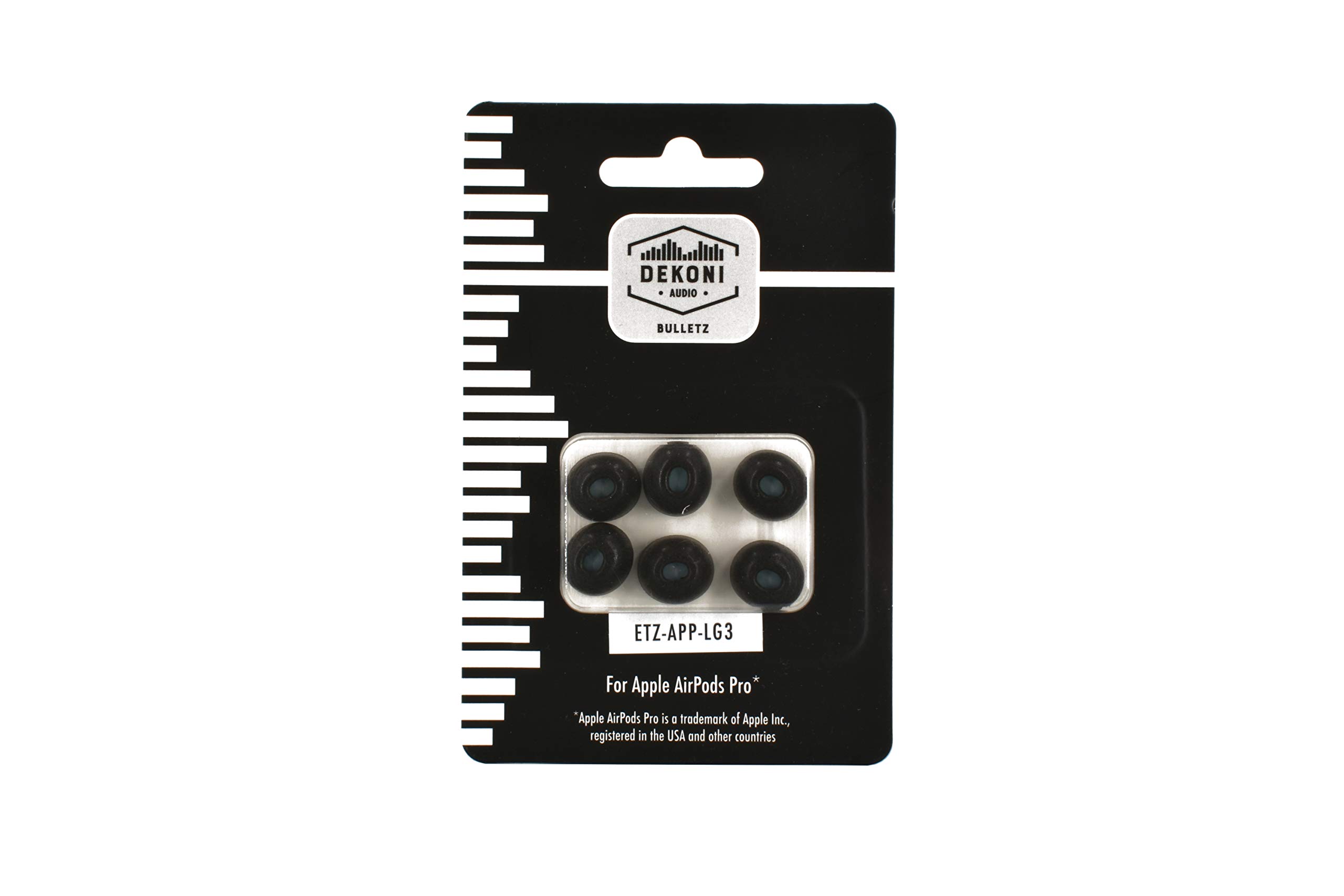Dekoni Memory Foam Ear Tips for AirPods Pro - Large, Black (3 Pairs) - Perfect for Noise Isolation & Comfort
