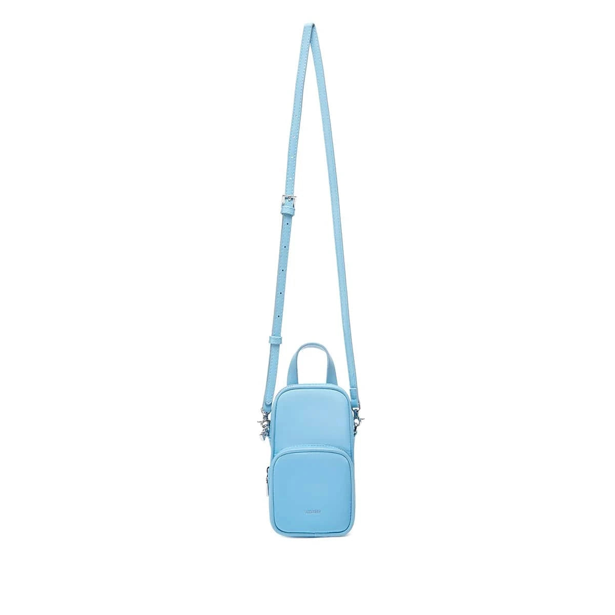 Cassandra Vegan Leather Crossbody Phone Case - Light Blue Nylon for iPhone & Android | Stylish Hands-Free Carrying Solution for Travel, Shopping & Daily Use