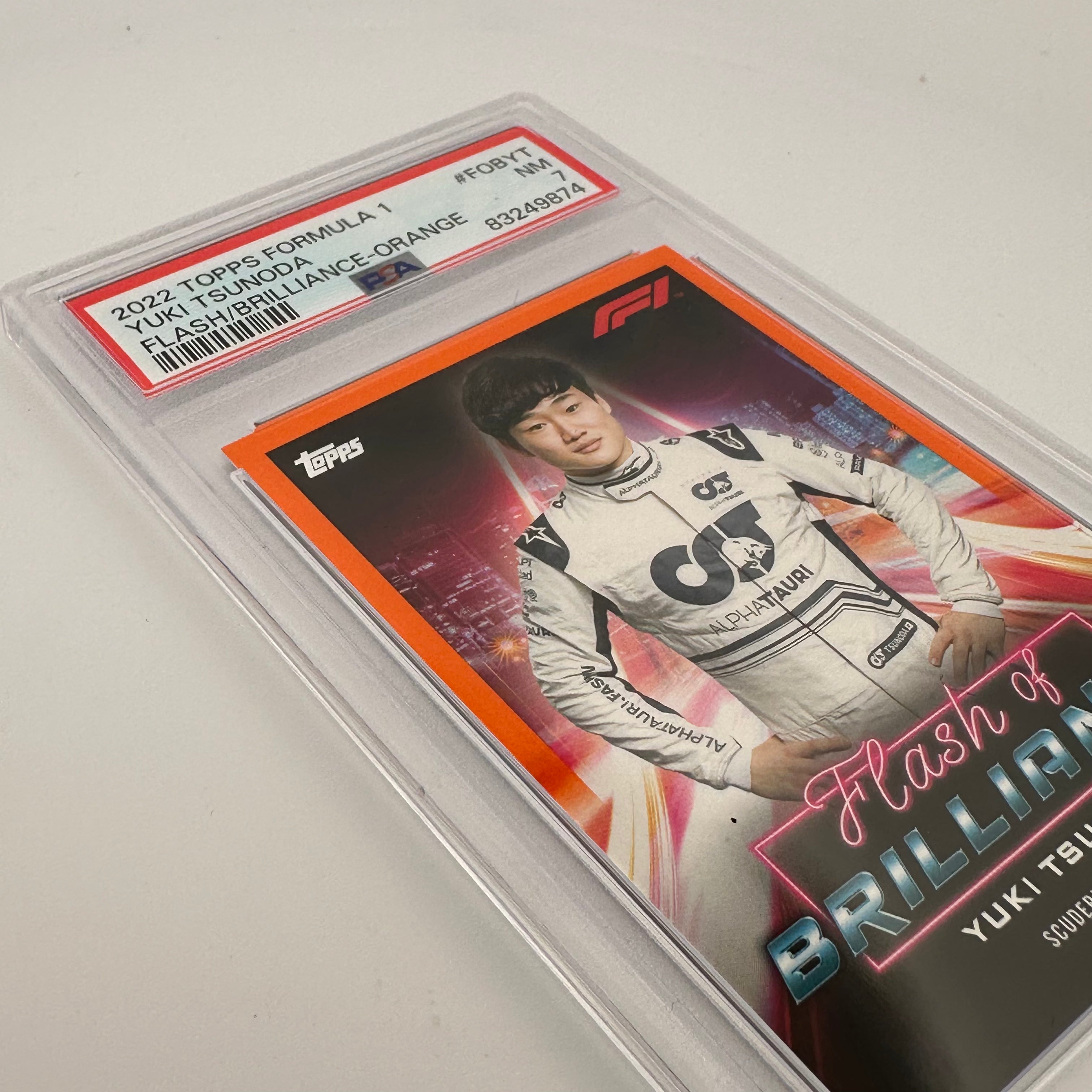 PSA 7 Yuki Tsunoda #FOBYT Flash Of Brilliance Orange Trading Card - 12/25 Limited Edition - Perfect for Collectors & Formula 1 Fans