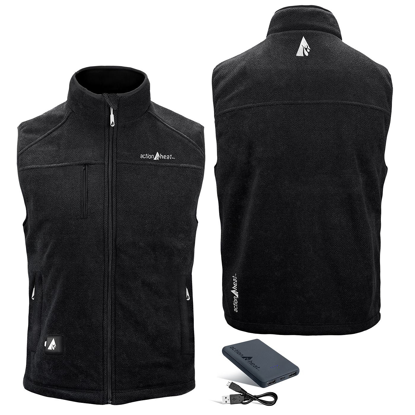 ActionHeat AH TFVST 5V M B 5V Battery Heated Vest for Men - Black Size L | USB Rechargeable Winter Jacket for Outdoor Activities, Hunting & Work
