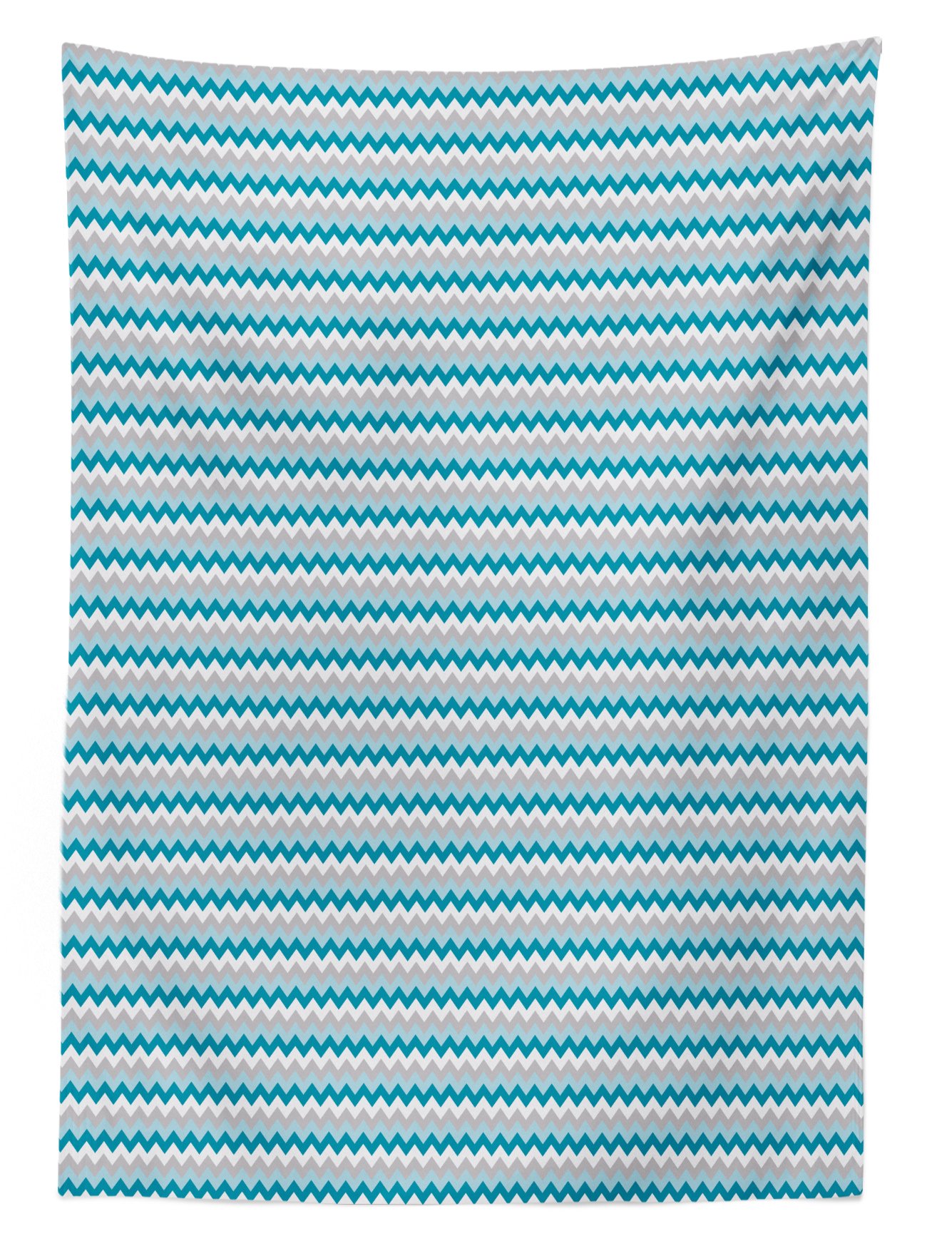 Ambesonne Chevron Outdoor Tablecloth - Blue Geometric Zigzag Pattern, Washable Picnic Table Cover 58x84 Inches, Grey White & Petrol Blue - Perfect for BBQs, Garden Parties & Outdoor Dining