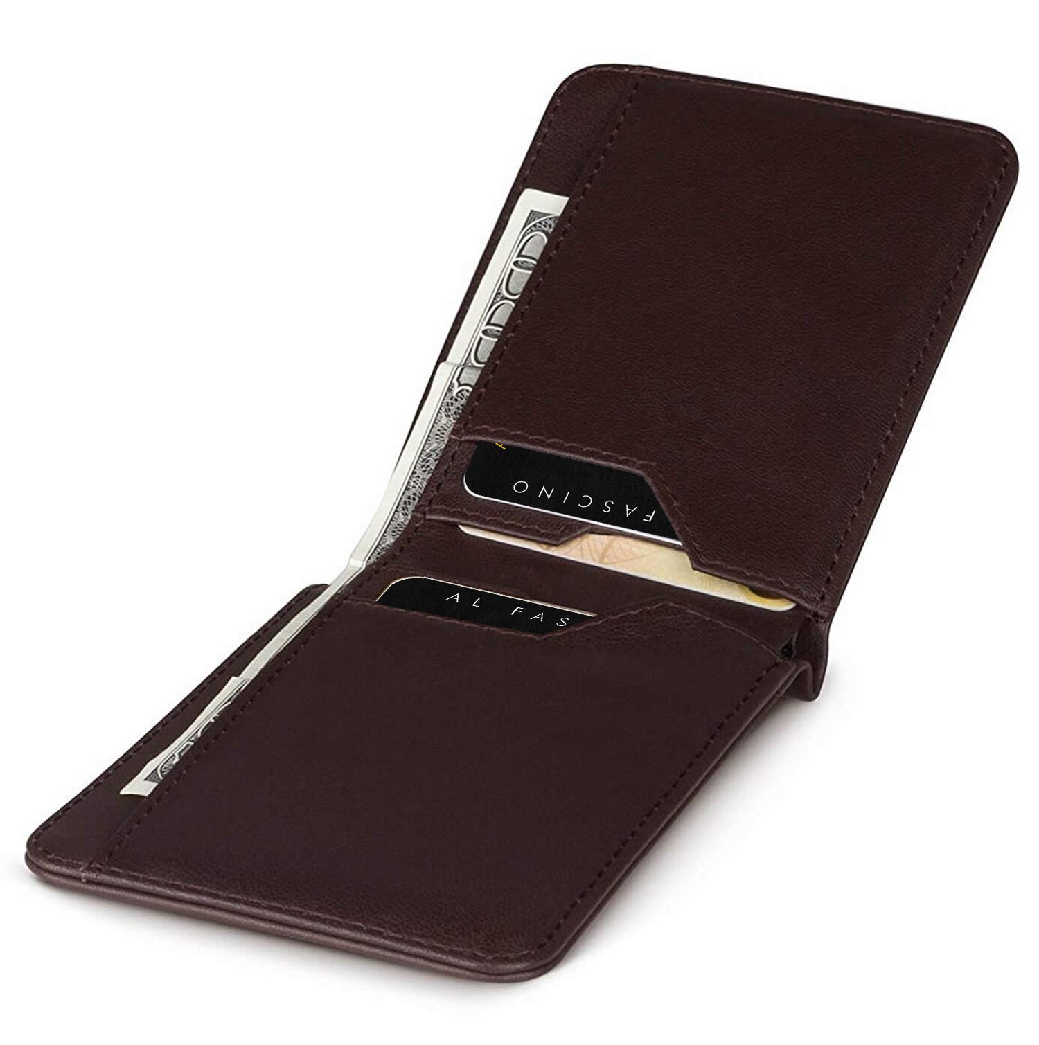 AL FASCINO Slim RFID Leather Wallet for Men - Stylish & Compact Minimalist Wallet with Card Slots & Money Clip - Perfect for Travel, Business & Everyday Use