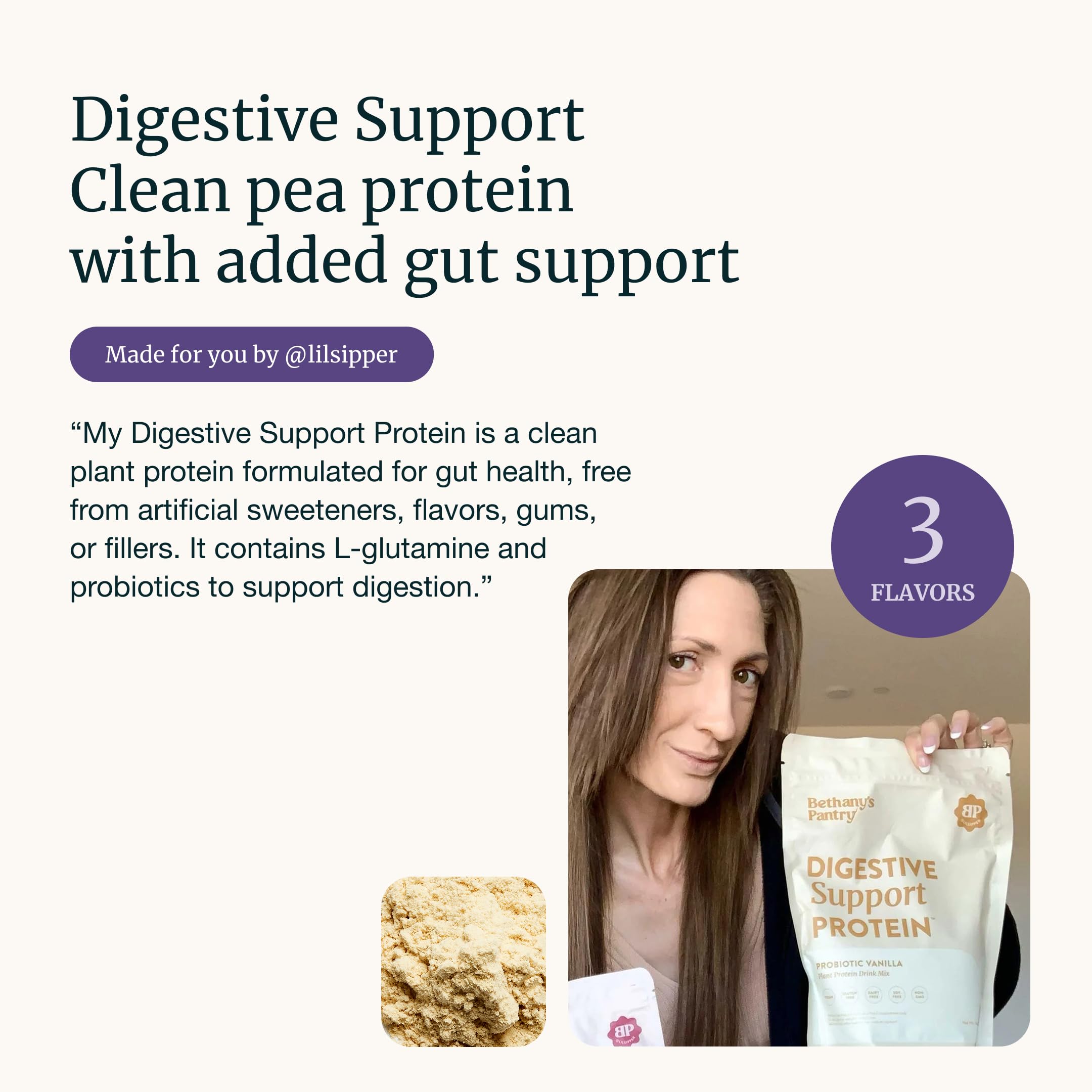 Nuzest Bethany's Pantry Digestive Support Protein Powder - Vegan Pea Protein with Probiotics for Gut Health - Clean Lean Plant-Based Protein - 20 Servings, 1 Pound (Vanilla) - Perfect for Smoothies, Baking & Post-Workout Recovery