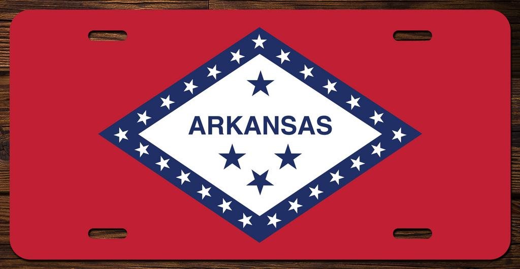 Custom Arkansas State Flag UV Printed Vanity Front License Plate - Durable & Vibrant Colors for Cars, Trucks & Motorcycles - Perfect for Personalization & State Pride