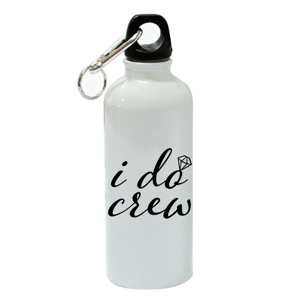 White Aluminum 20 oz Sports Water Bottle with Engagement Ring Design - Perfect for Gym, Hiking & Outdoor Activities