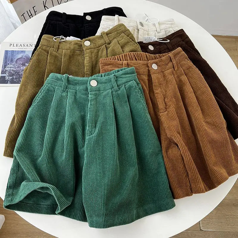 2023 Women's High Waist Oversized Corduroy Shorts - A-Line Wide Leg Casual Pants for Autumn/Winter | Perfect for Streetwear, Office & Weekend Outfits