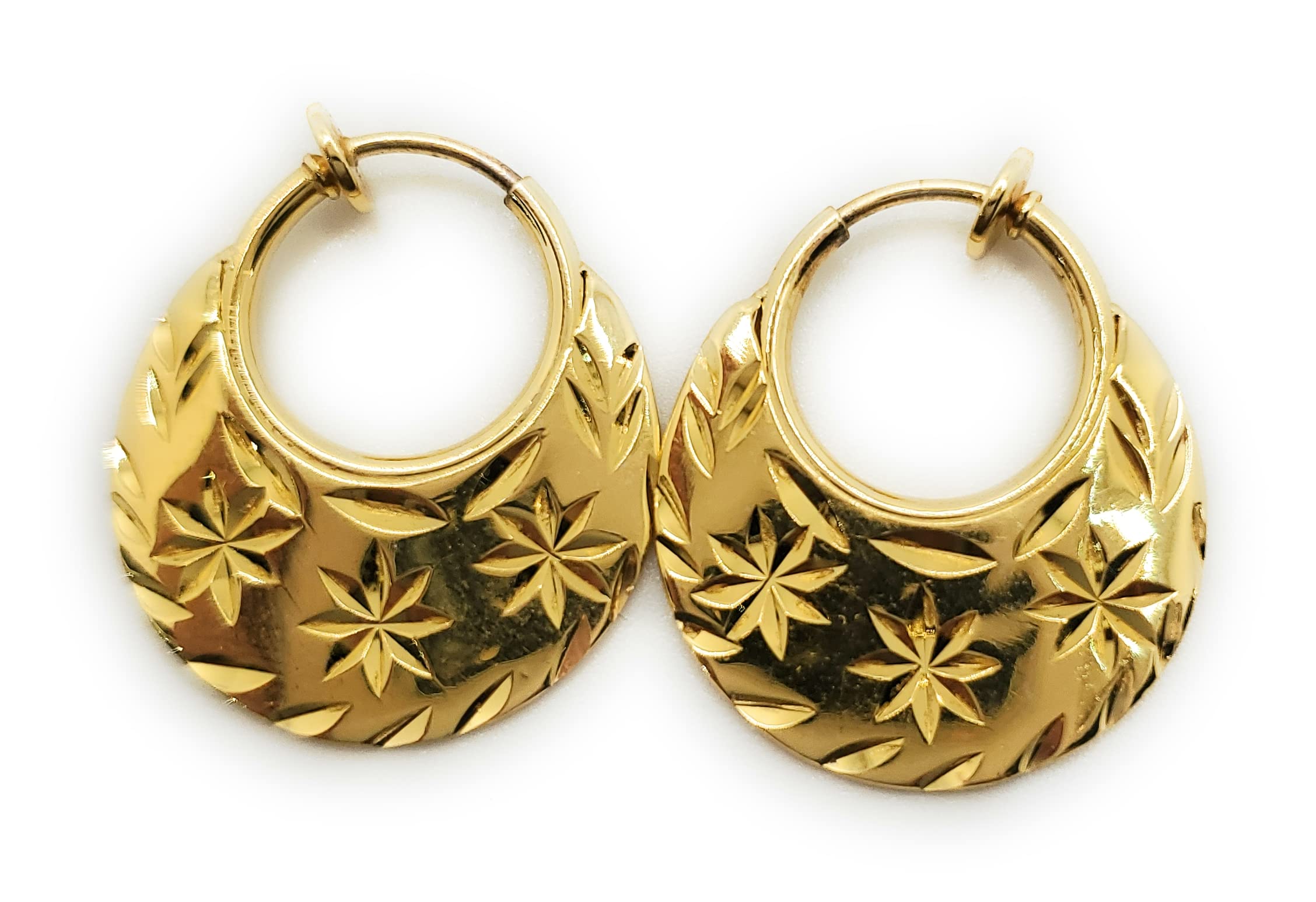 24k Gold Filled Clip On Hoop Earrings - Real Silver Non-Piercing Earrings for Sensitive Ears | Hypoallergenic Fashion Jewelry Gift for Women | Perfect for Weddings, Parties & Everyday Wear