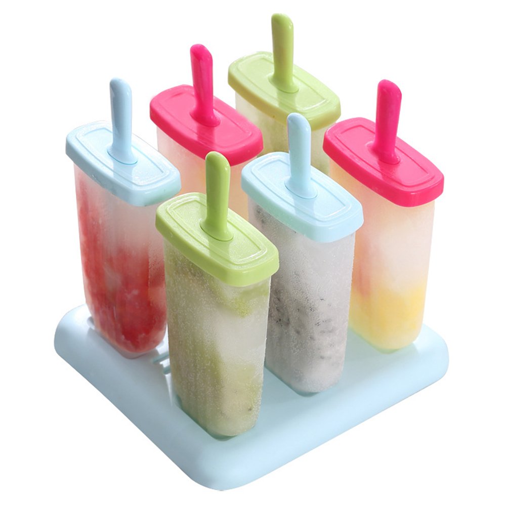 Cabilock 6 Popsicle Molds with Lids - BPA Free Ice Pop Makers for Kids, DIY Homemade Popsicle Kit - Perfect for Summer Treats, Birthday Parties & Family Fun