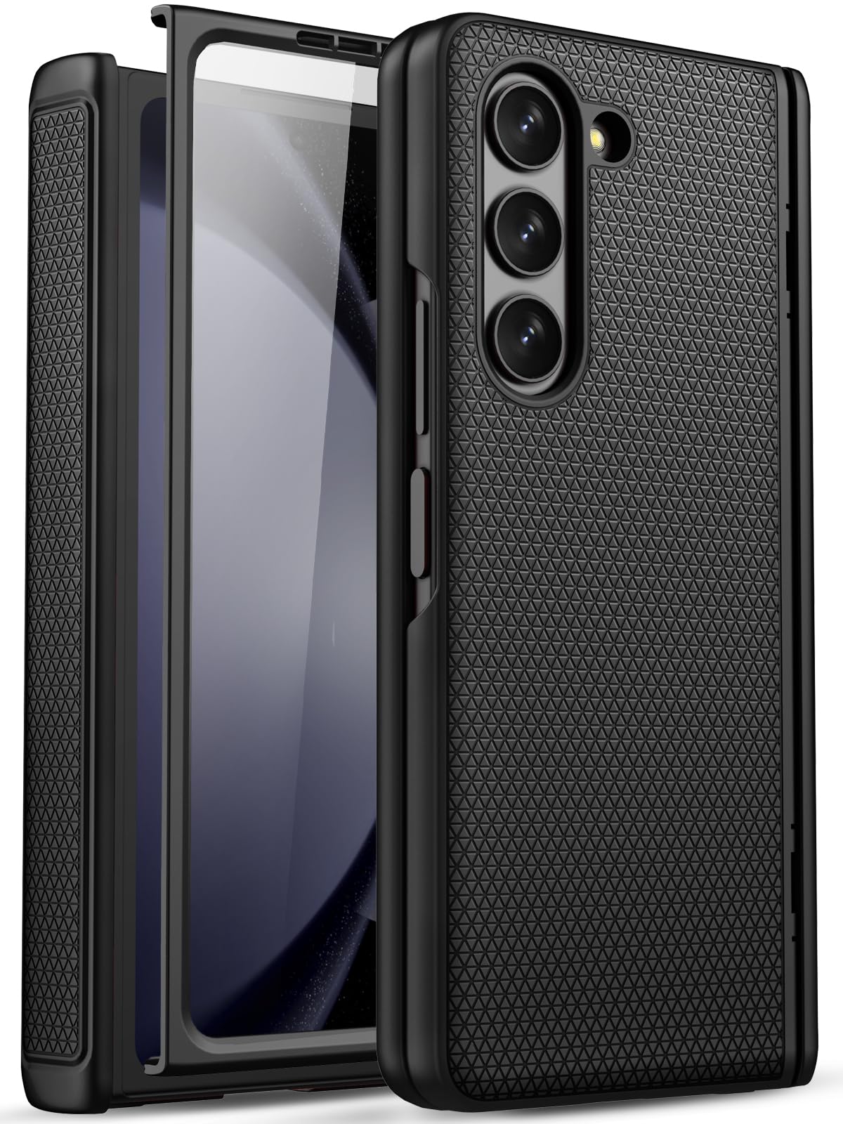 Samsung Galaxy Z Fold 5 Case with Screen Protector & Hinge Protection - Slim Fit Shockproof Lightweight Durable Hard PC Cover for Galaxy Z Fold 5 5G (2023) - Perfect for Work, Travel & Everyday Use - Black
