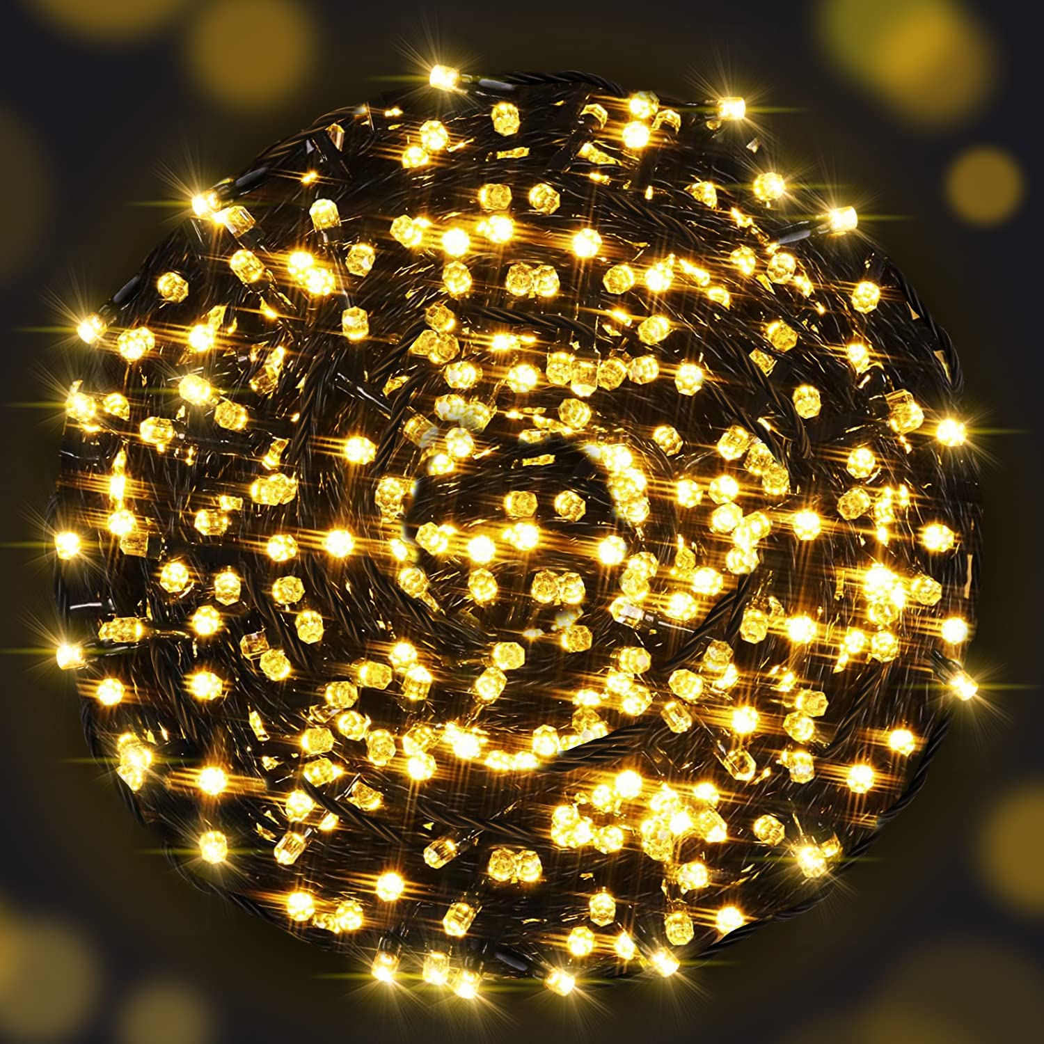 AmyHomie 108Ft 300LED Warm White Christmas String Lights - 8 Modes Waterproof Fairy Lights for Indoor/Outdoor Decor - Perfect for Christmas Trees, Home, Patio, Garden, Party & Wedding Decorations