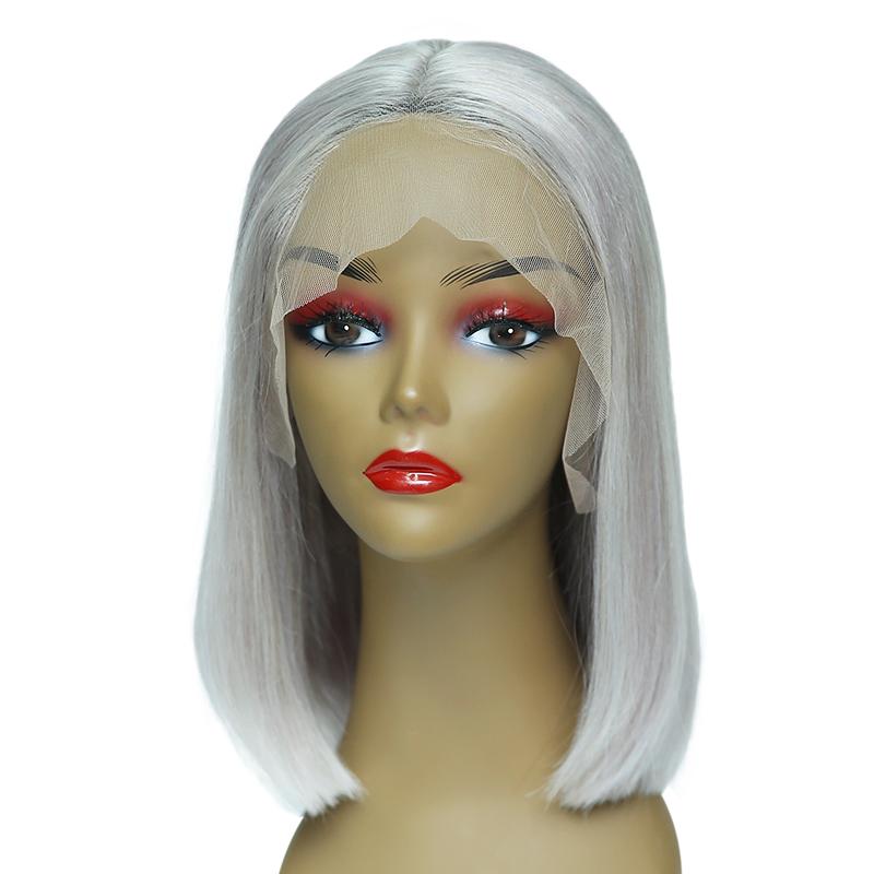 Bob Style Wig Grey 13x4 Frontal Lace Wig Human Hair - Natural Look for Everyday Wear & Cosplay
