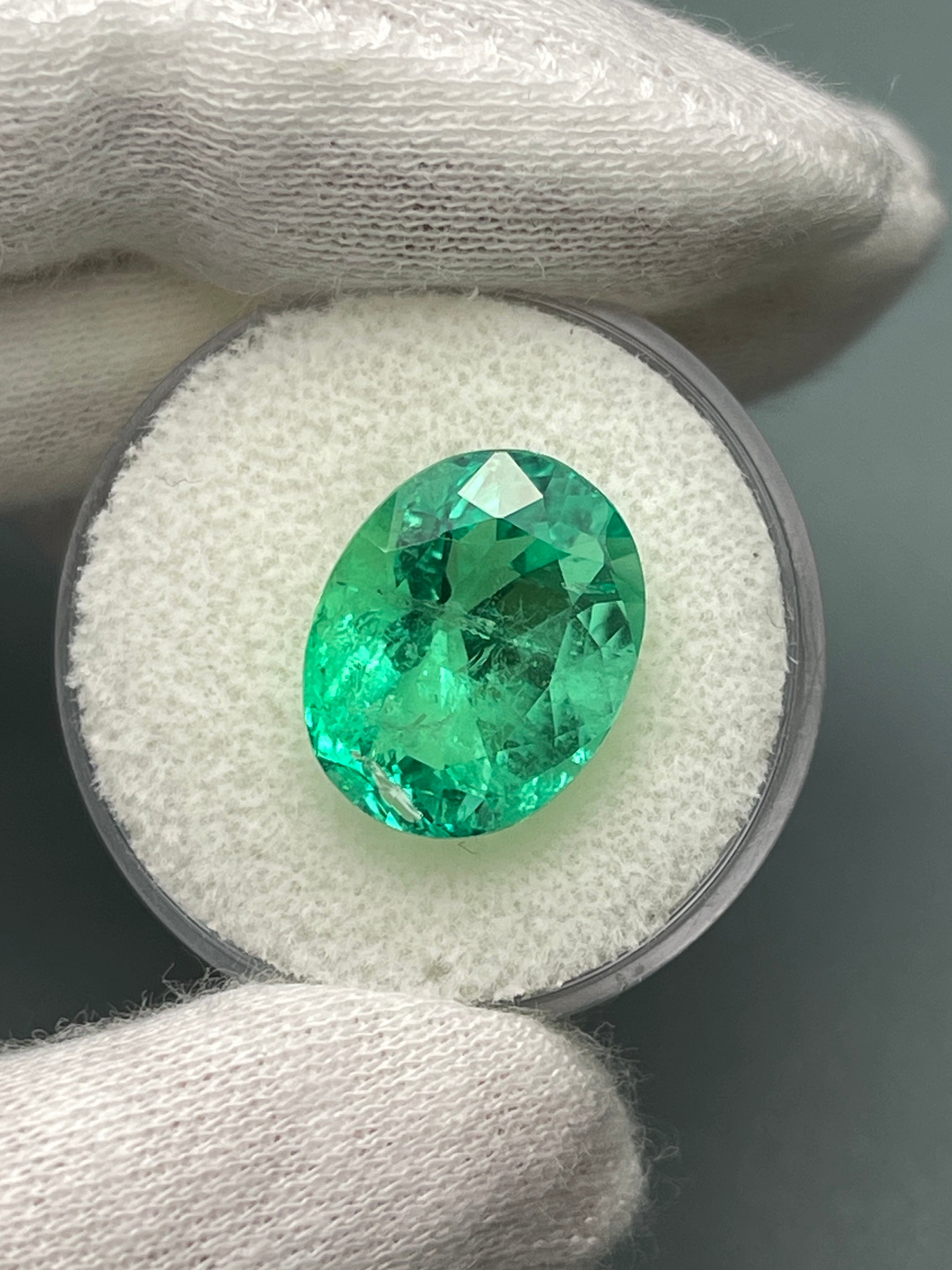 8.40 Carat 15x12mm Muzo Yellowish Green Natural Loose Colombian Emerald Oval Cut Gemstone for Jewelry Making & Engagement Rings
