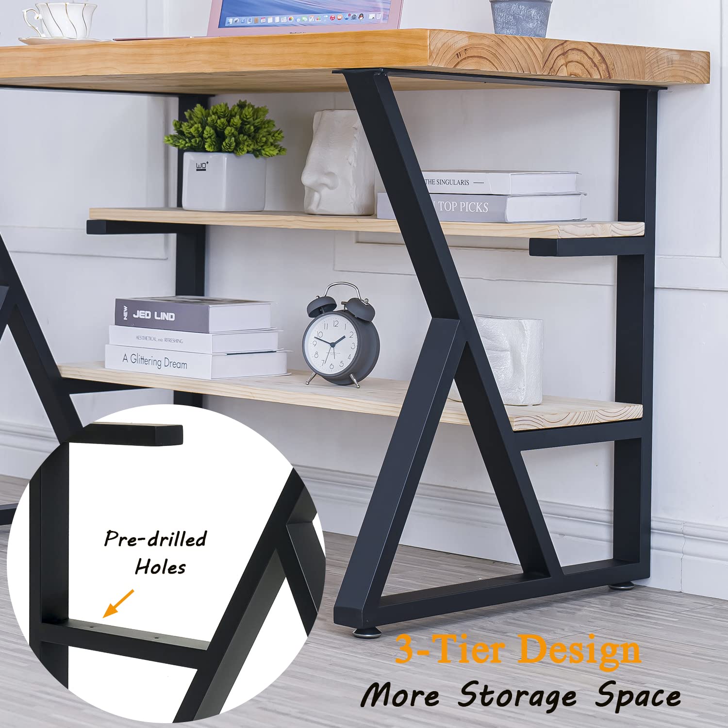 Upgraded 3-Tier Metal Table Legs - Heavy Duty Steel Desk Legs 28