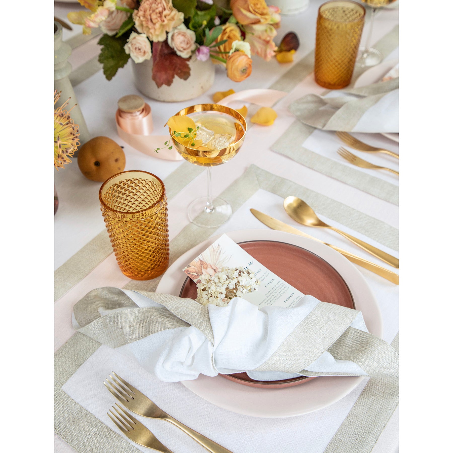 Festive Edge Placemats Set of 4 - Elegant Holiday Table Decor for Christmas, Thanksgiving & Dinner Parties - Waterproof & Washable Round Place Mats