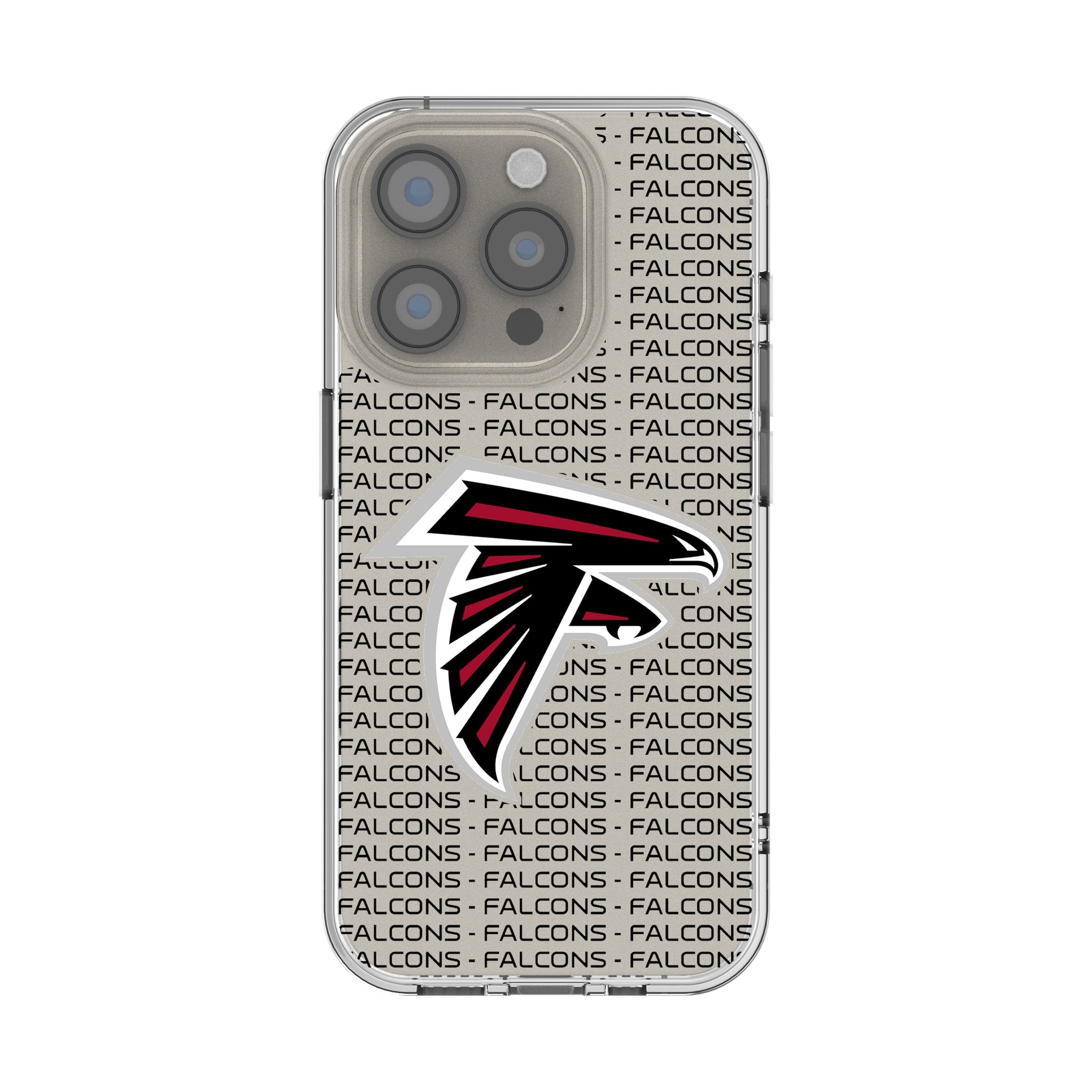 Atlanta Falcons Clear iPhone Case for Apple iPhone 12/13/14/15 Pro Max - Durable Text Backdrop Design for Falcons Fans - Perfect for Game Day & Everyday Use
