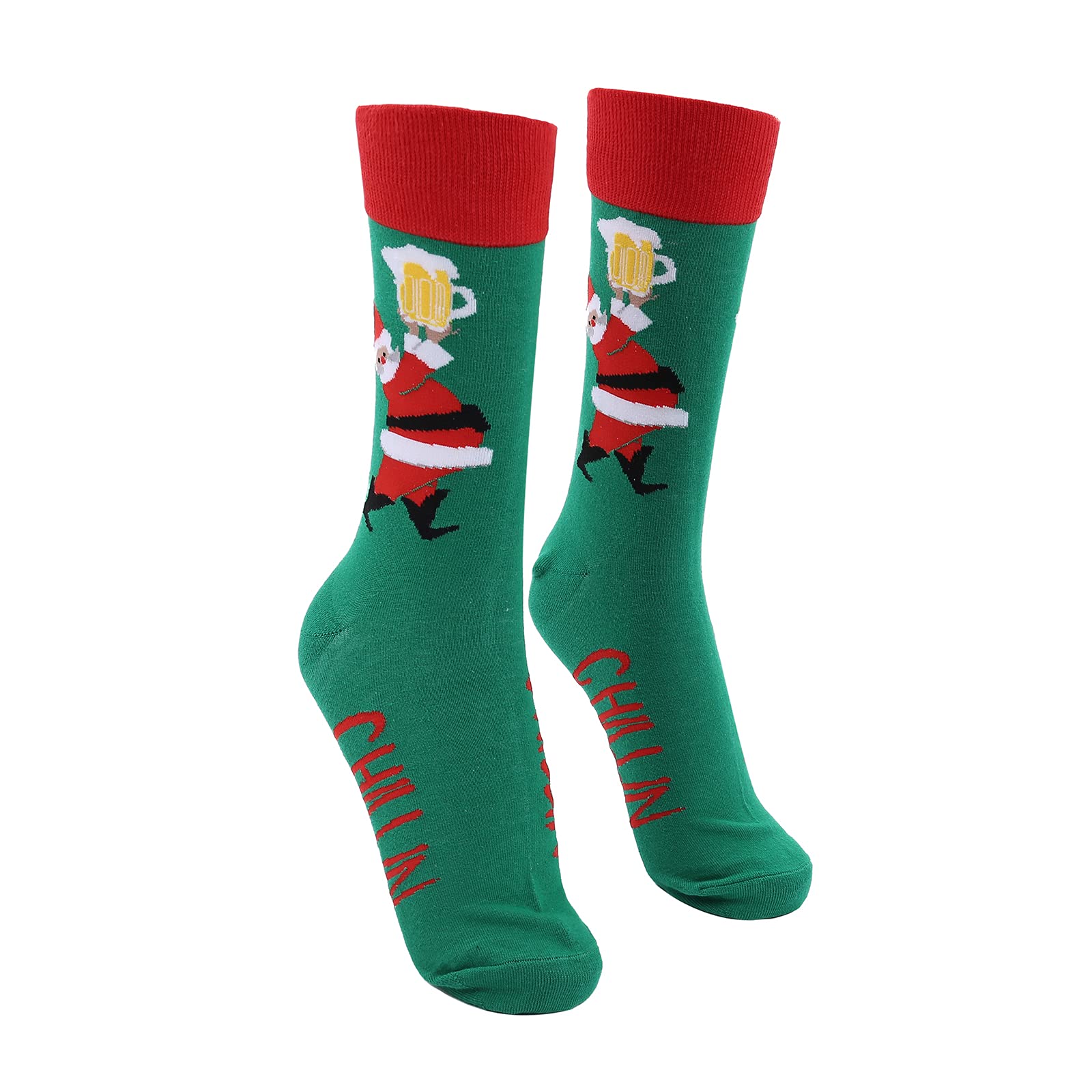 Vintage Style Christmas Cartoon Pattern Thick Socks for Adults - Soft Cotton Holiday Socks for Winter Warmth & Cozy Home Wear