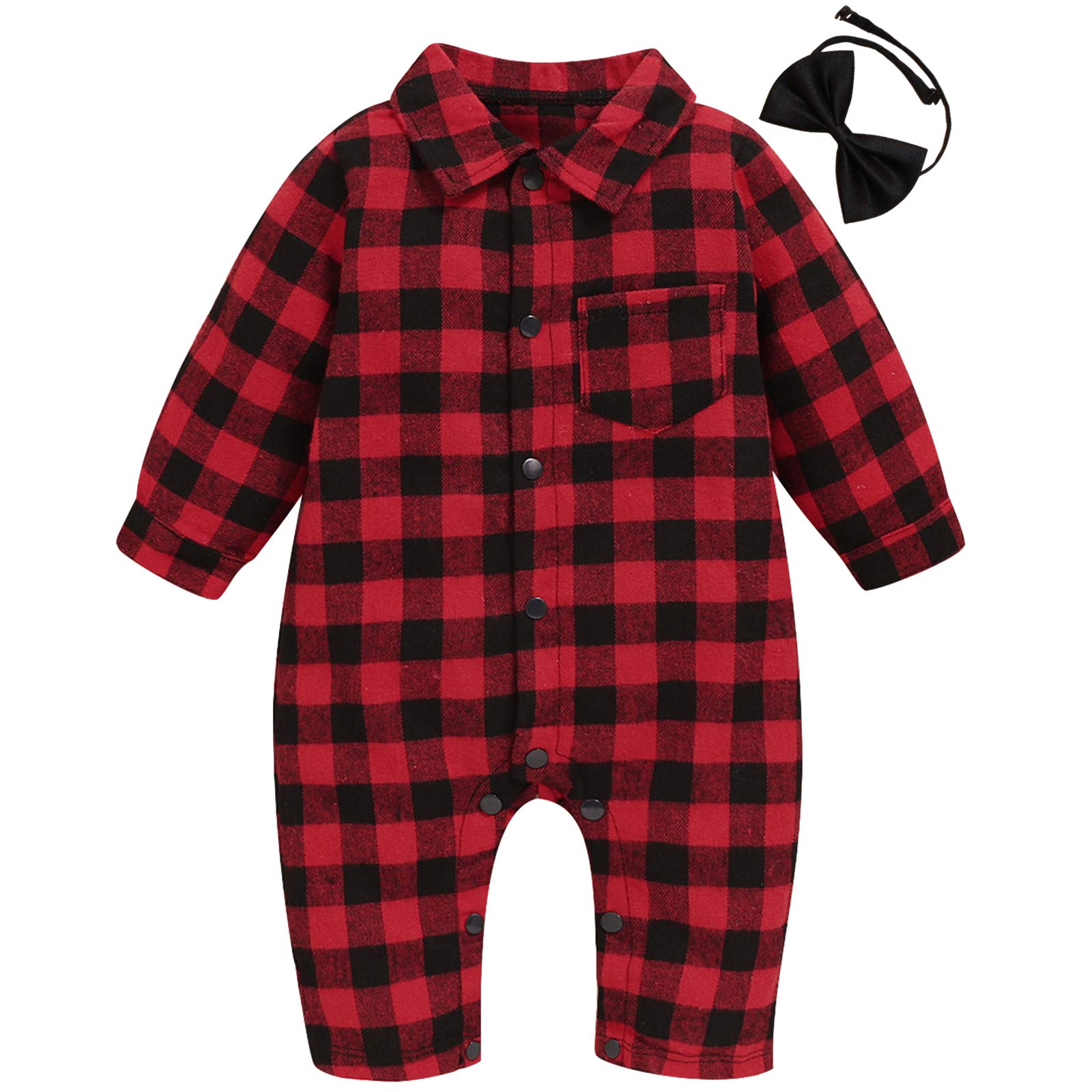 LYSMuch Newborn Baby Boy Plaid Romper - Soft Cotton Infant Jumpsuit Outfit for 0-12 Months | Perfect for Photo Shoots, Family Gatherings & Daily Wear