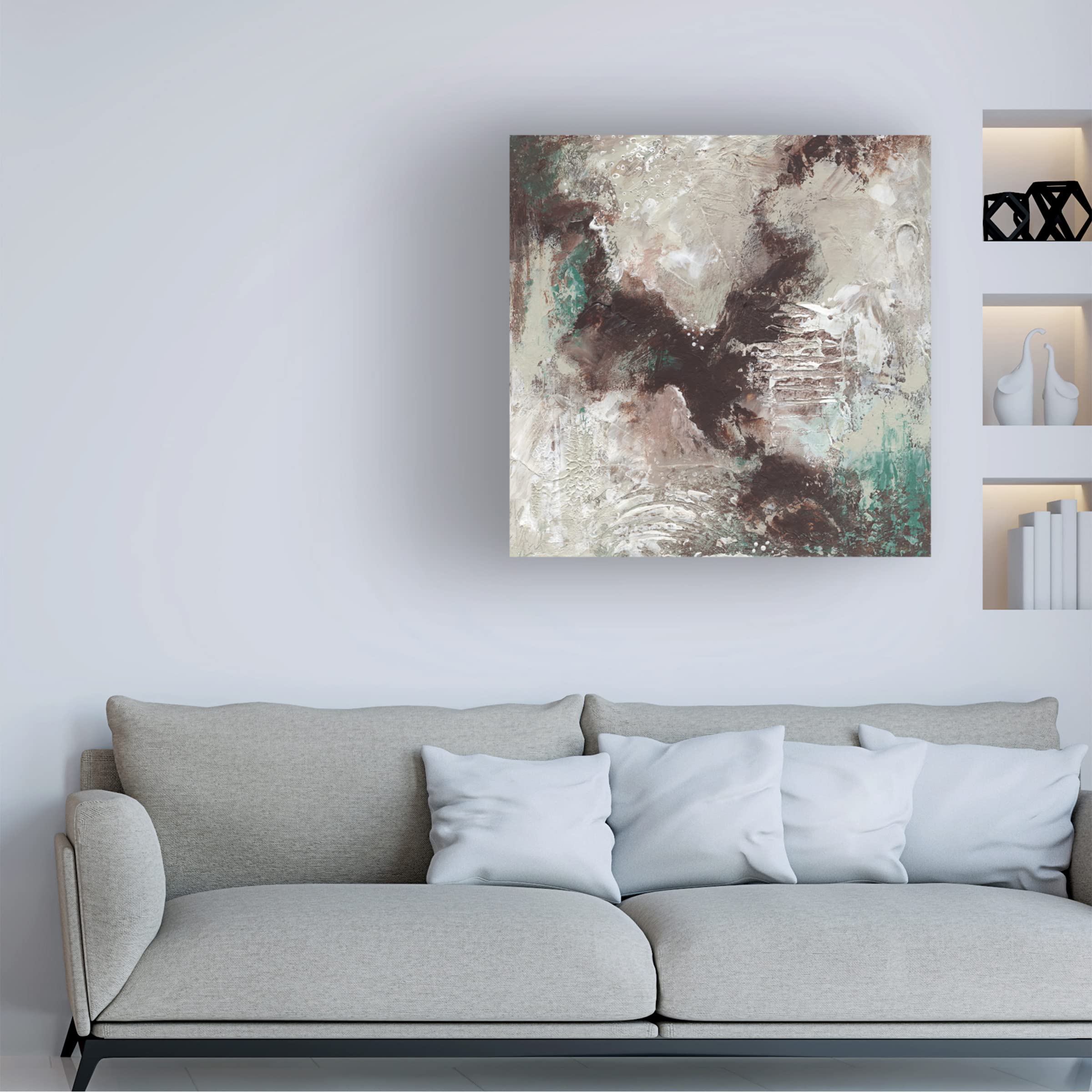 Jai Johnson 'Chocolate Mint' 35x35 Canvas Wall Art Print - Modern Abstract Painting for Living Room, Bedroom & Office Decor
