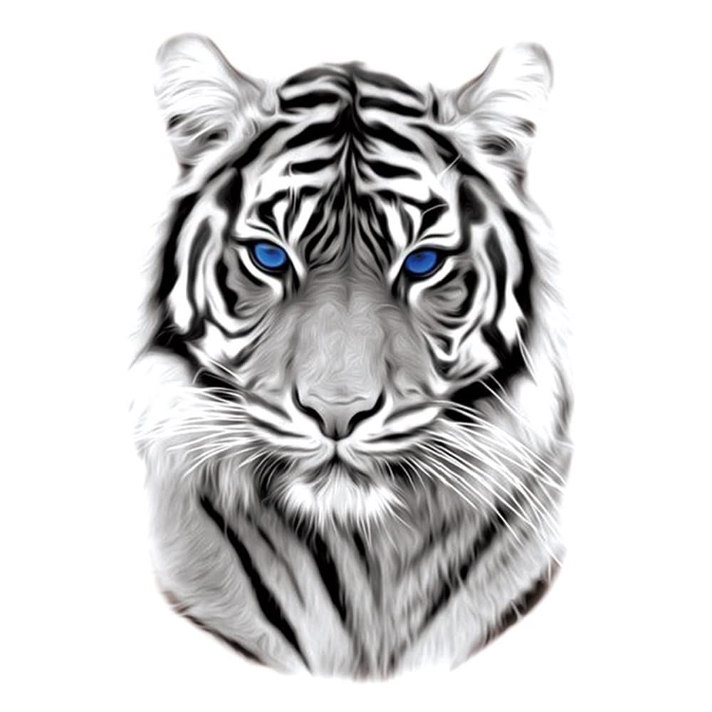 Waterproof Temporary Tattoos - Stunning Tiger with Blue Eyes Design - Long Lasting Body Art for Men & Women - Perfect for Parties, Festivals and Special Occasions