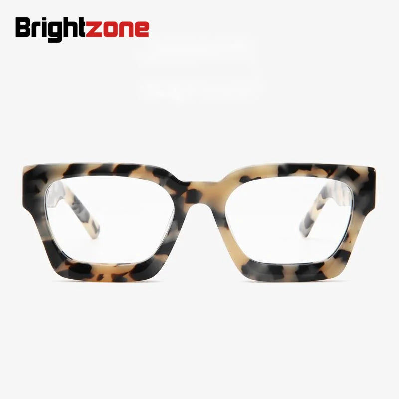 Brightzone Unisex Full Rim Square Thick Acetate Eyeglasses 5437 - Stylish & Durable Frames for Men & Women - Perfect for Reading, Work & Fashion Accessories