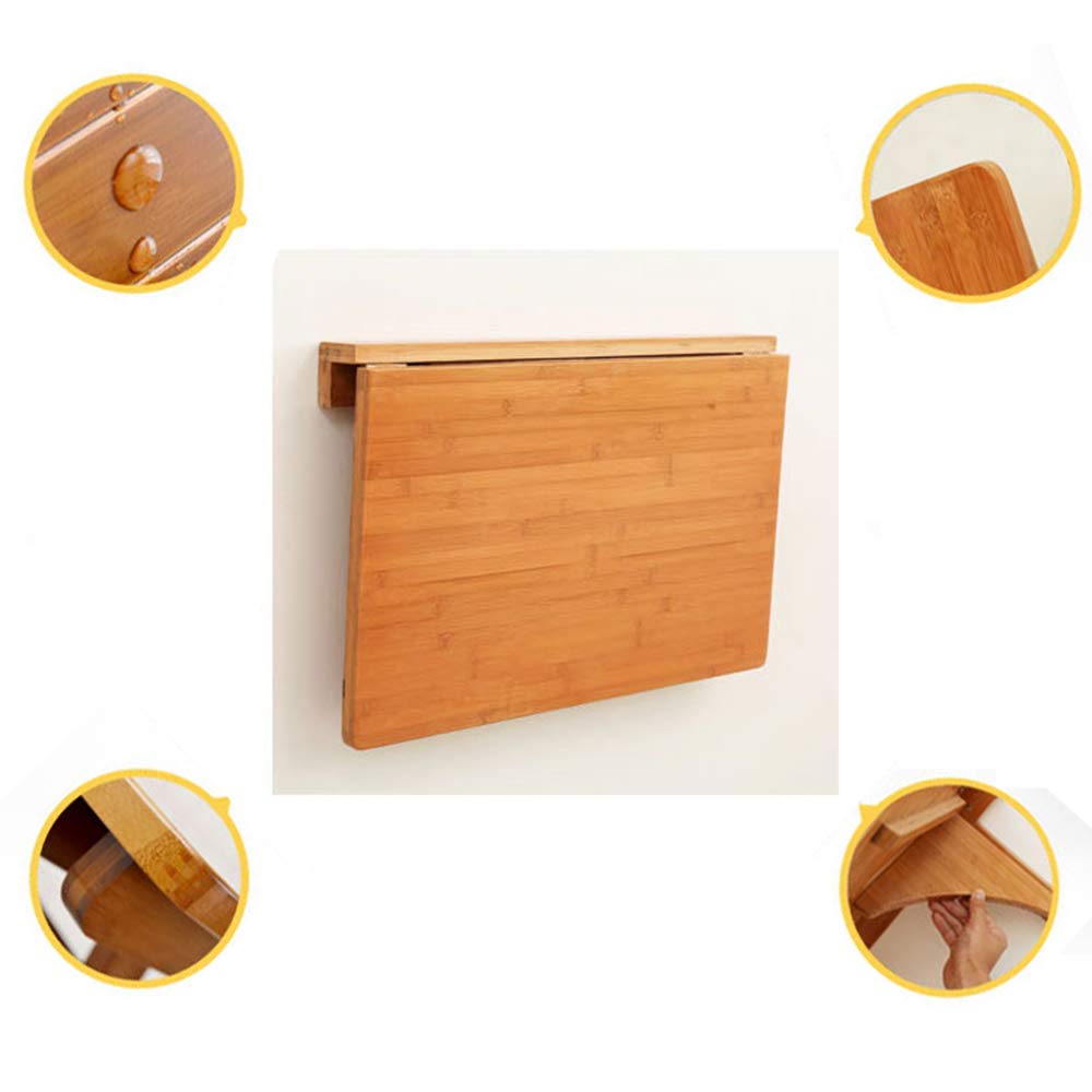 Space-Saving Folding Wall Mounted Drop Leaf Table - Bamboo Kitchen Dining Desk, Multi-Functional Study & Computer Desk for Small Spaces (60/70/80/100cm) - Perfect for Apartments, Dorms & Tiny Homes