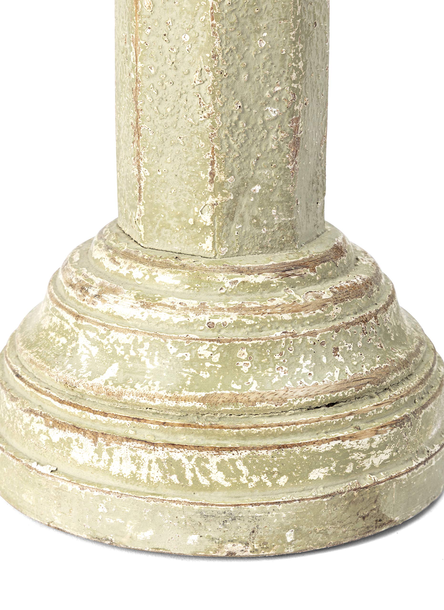 IMAX 5544-5 Set of 5 Mango Wood & Iron Distressed Candle Holders - 3 Inch Pillar Candle Stands - Rustic Home Decor for Dining Table, Wedding Centerpiece & Farmhouse Decor