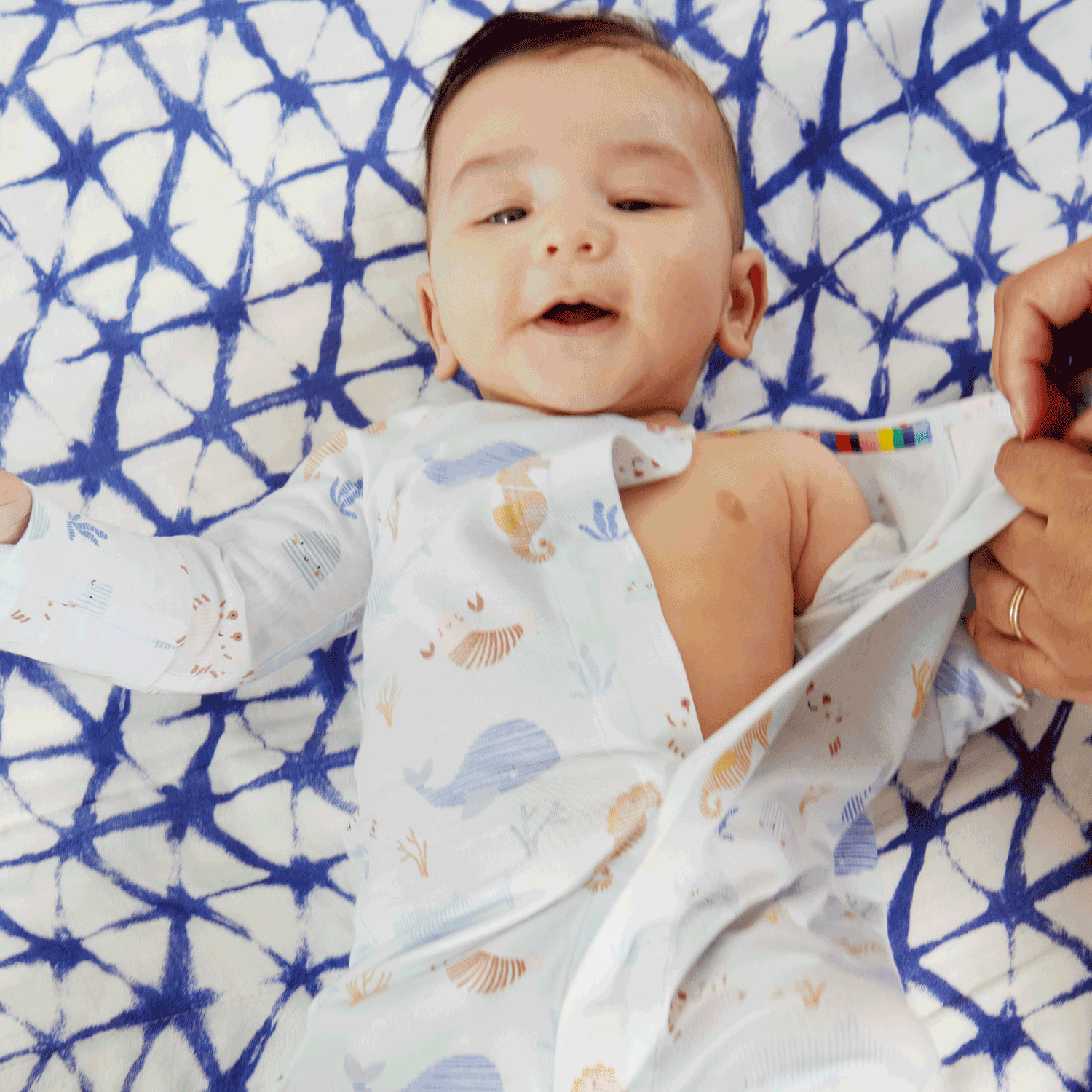 Deep Sea Modal Magnetic Grow with Me Coverall - Soft & Stretchy Baby Romper for Boys & Girls - Perfect for Playtime, Daycare & Family Outings