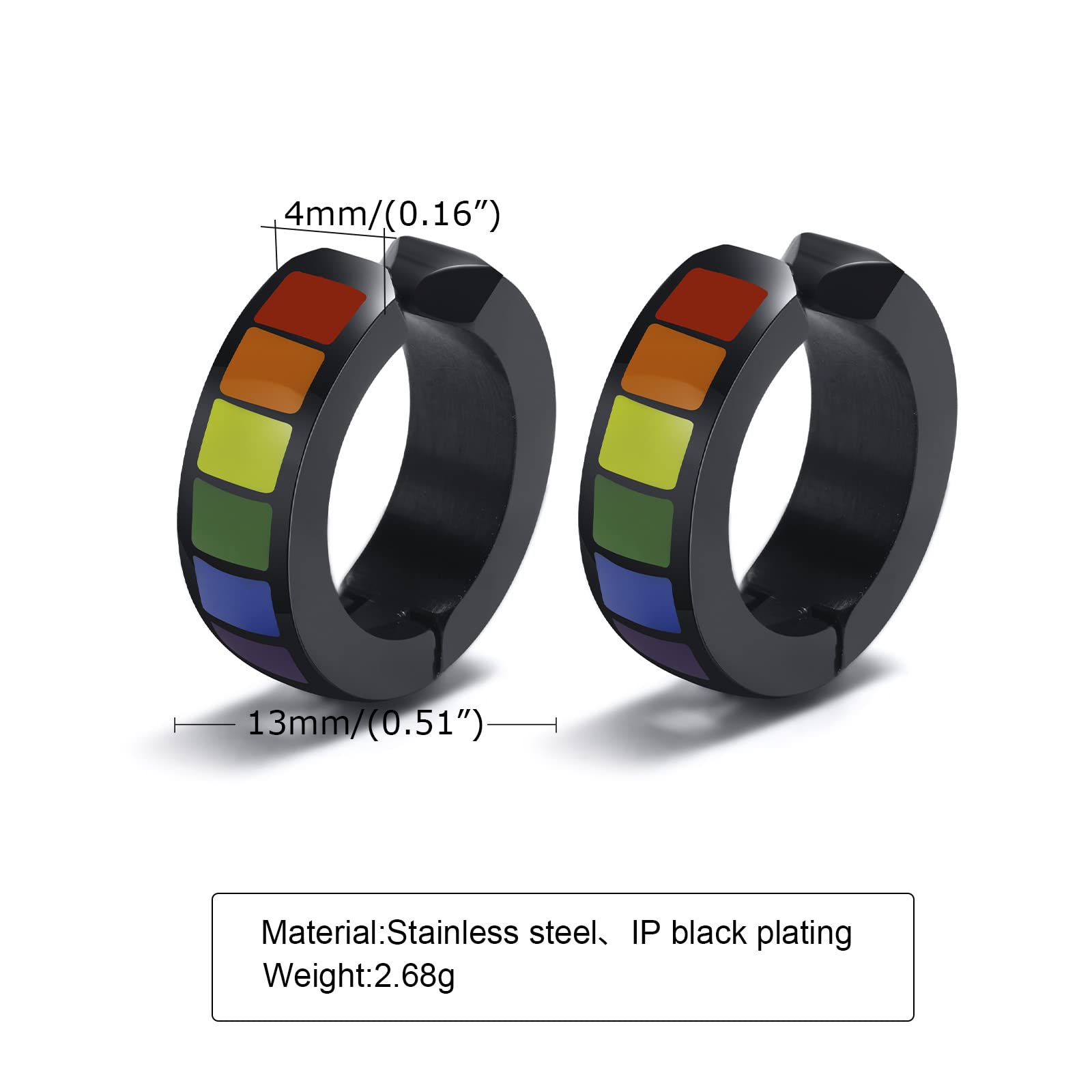 Rainbow Pride Stainless Steel Huggie Earrings for Men & Women - LGBT Gay Lesbian Flag Design - Perfect for Pride Parades, LGBTQ Events & Everyday Wear