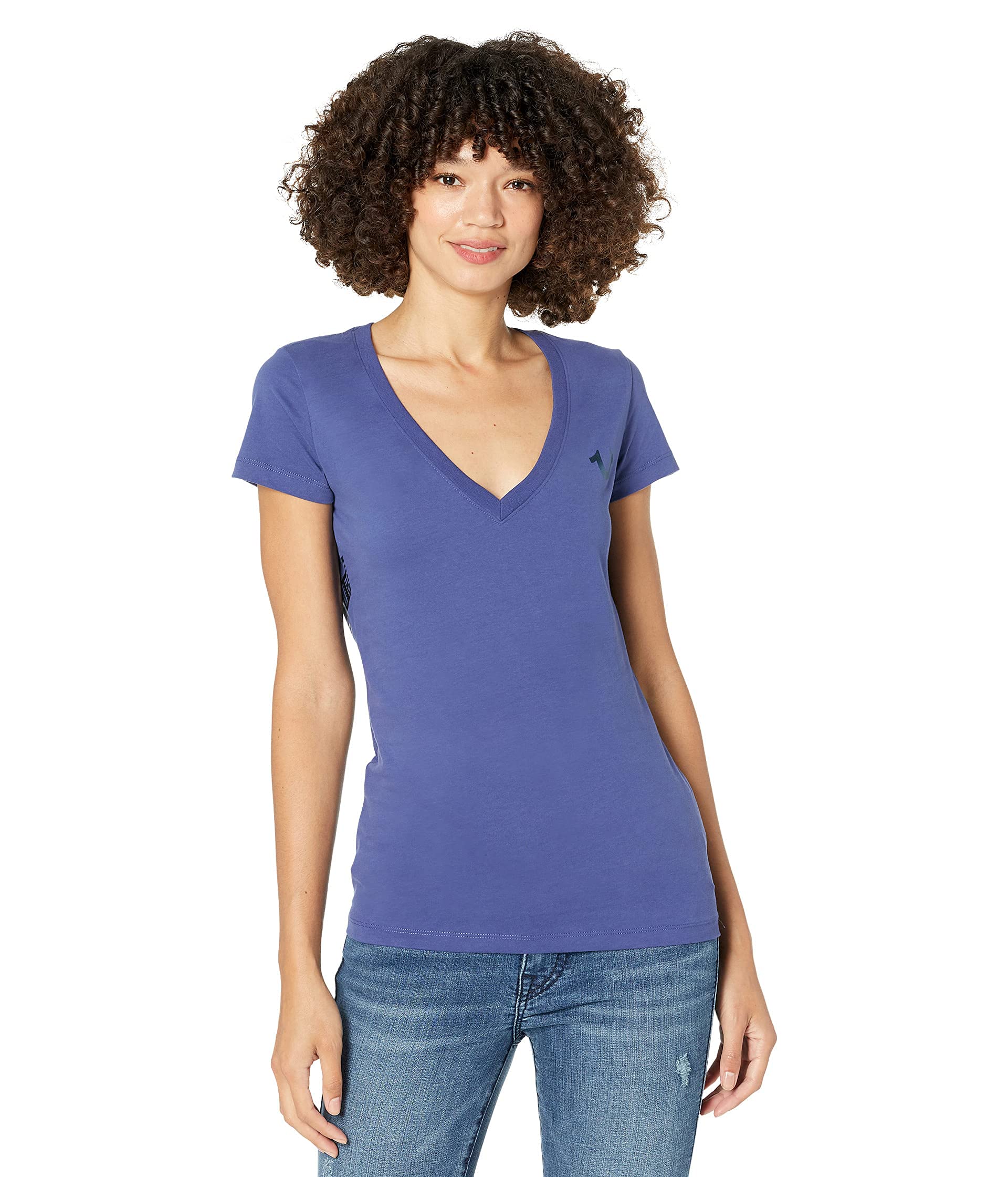 True Religion Women's Oversized Buddha Slim V-Neck T-Shirt | Soft Cotton Casual Tee for Everyday Wear | Perfect for Street Style, Lounge & Weekend Outfits