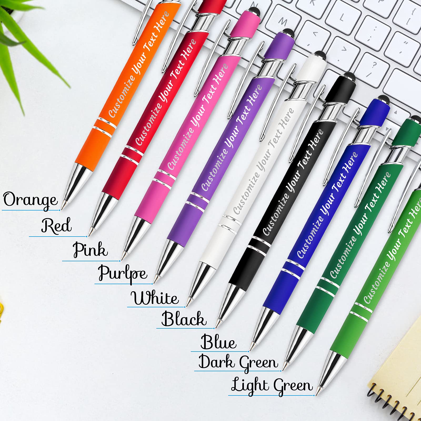 YanNanKe 288 PCS Custom Engraved Ballpoint Pens with Stylus - Personalized Bulk Pens for Name or Text - Medium Point Black Ink - Perfect for Anniversary, Birthday, Graduation Gifts - Great for Office, School, Promotions & Corporate Events