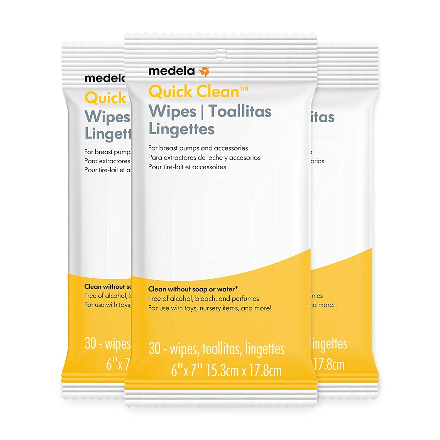 Medela Quick Clean Breast Pump and Accessory Wipes - 72 Count (3 Packs of 24) | Portable Hygienic Cleaning Wipes for Breast Pump Parts, High Chairs, Tables, Cribs & Countertops | Safe, Convenient Disposable Wipes for Busy Moms & On-the-Go Cleaning
