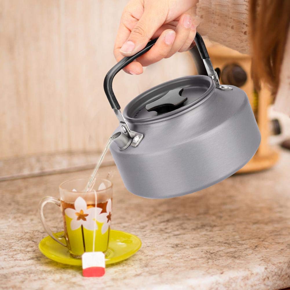 Portable Camping Tea Kettle - Stainless Steel Travel Tea Pot for Outdoor Adventures, Hiking, Backpacking & Home Kitchen Use (Black) - Perfect for Campfire Brewing & RV Trips