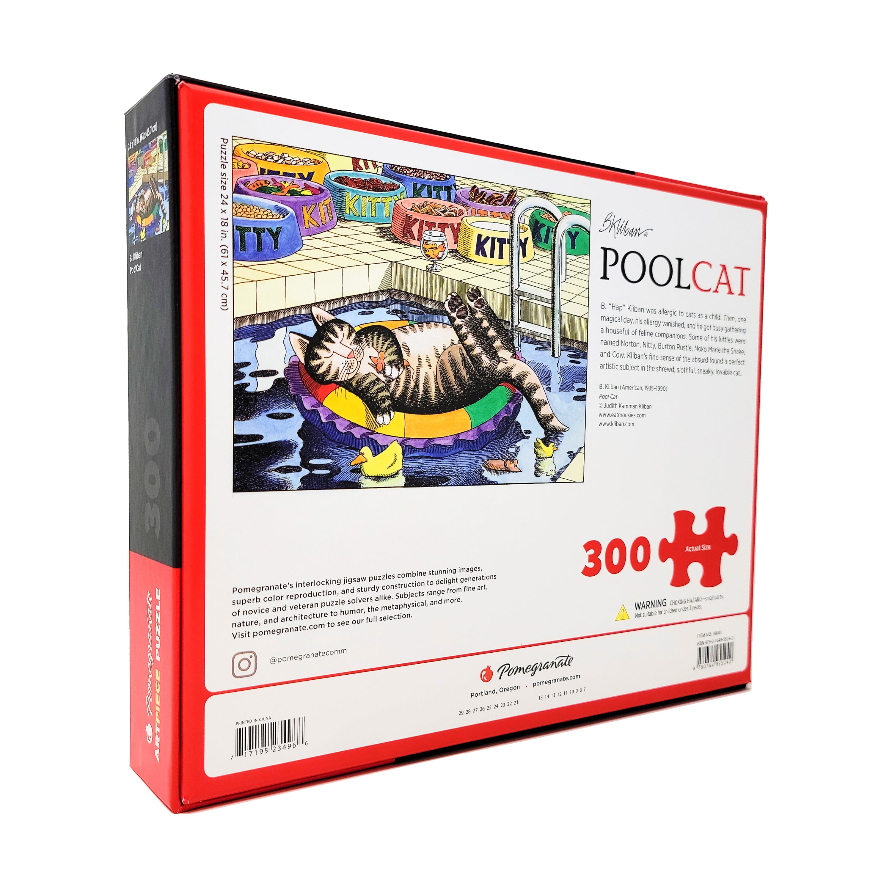 B. Kliban Pool Cat Theme 300-Piece Jigsaw Puzzle - Fun Family Game Night Activity & Home Decor for Cat Lovers