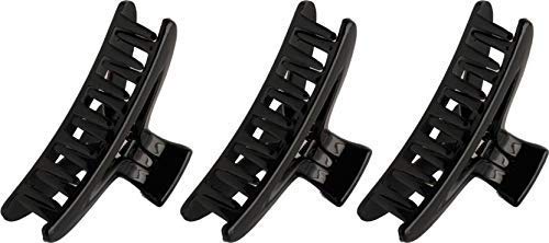 Stylish Black Plastic Hair Claw Clips for Women - 3-Pack Large 8cm Hair Clutches, Trendy Hair Accessories for Ponytails, Buns & Everyday Styling