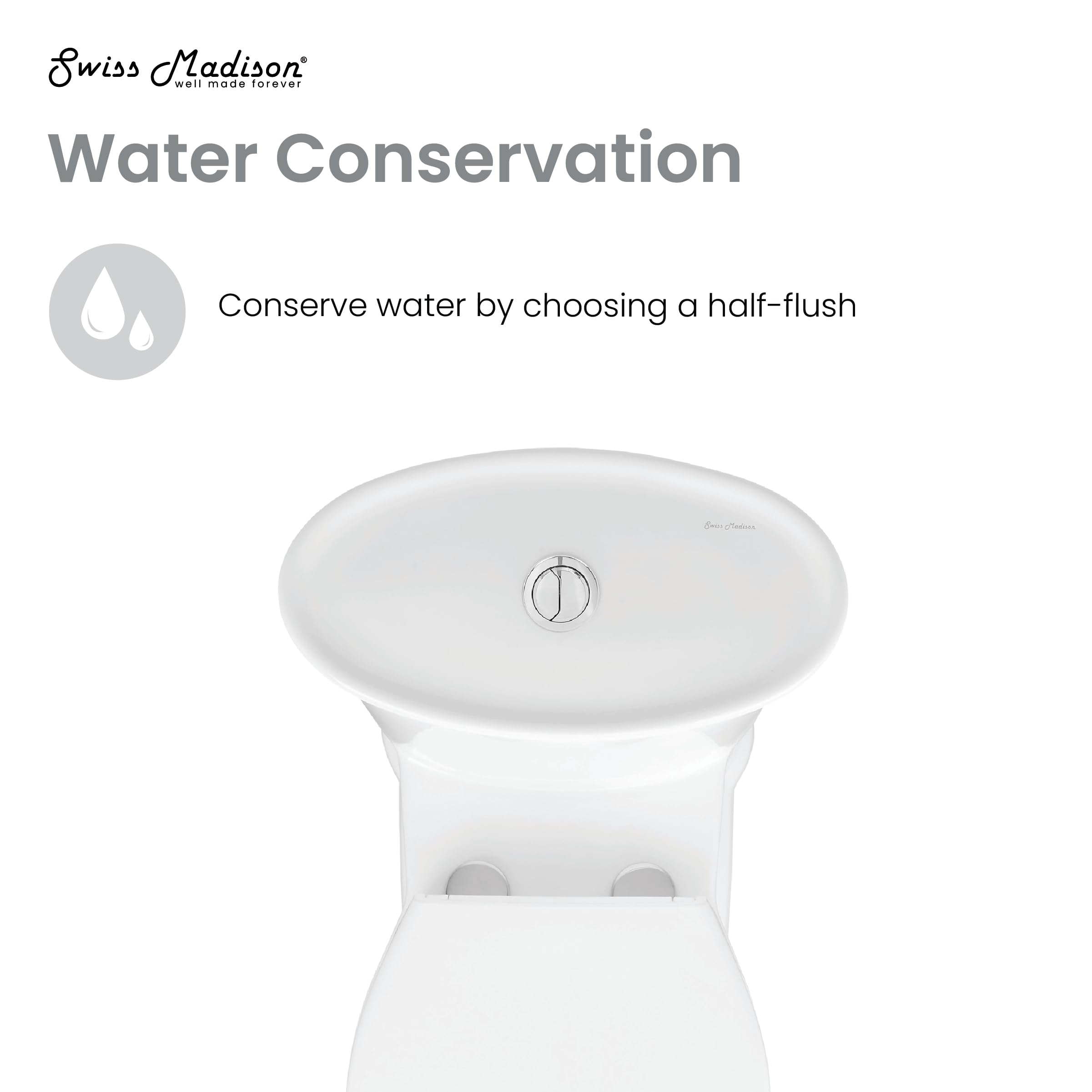Santorini Elongated One-Piece Toilet with Dual Flush 1.1/1.6 GPF - Water Efficient White Bathroom Toilet for Modern Homes & Commercial Spaces