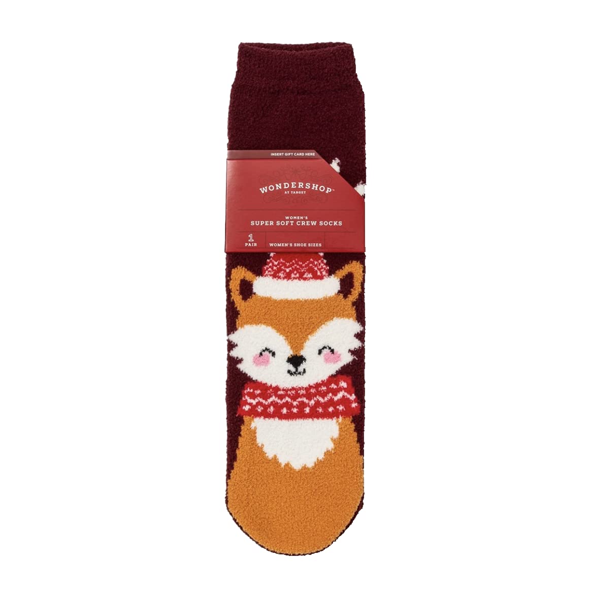 Wondershop Women's Cozy Crew Socks with Gift Card Holder - Soft Warm Winter Socks for Women - Perfect for Christmas Gifts, Stocking Stuffers & Everyday Comfort