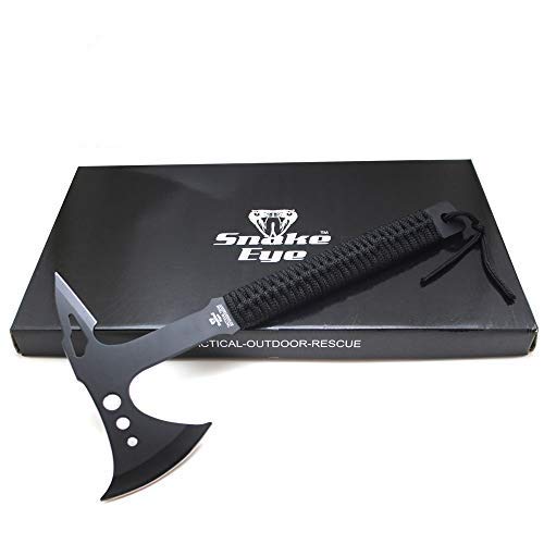 Tactical Compact Tomahawk with Full Tang - Black Survival Camping Axe for Outdoor Adventures, Bushcraft & Gaming Enthusiasts | Perfect for Camping, Hiking, and Survival Scenarios