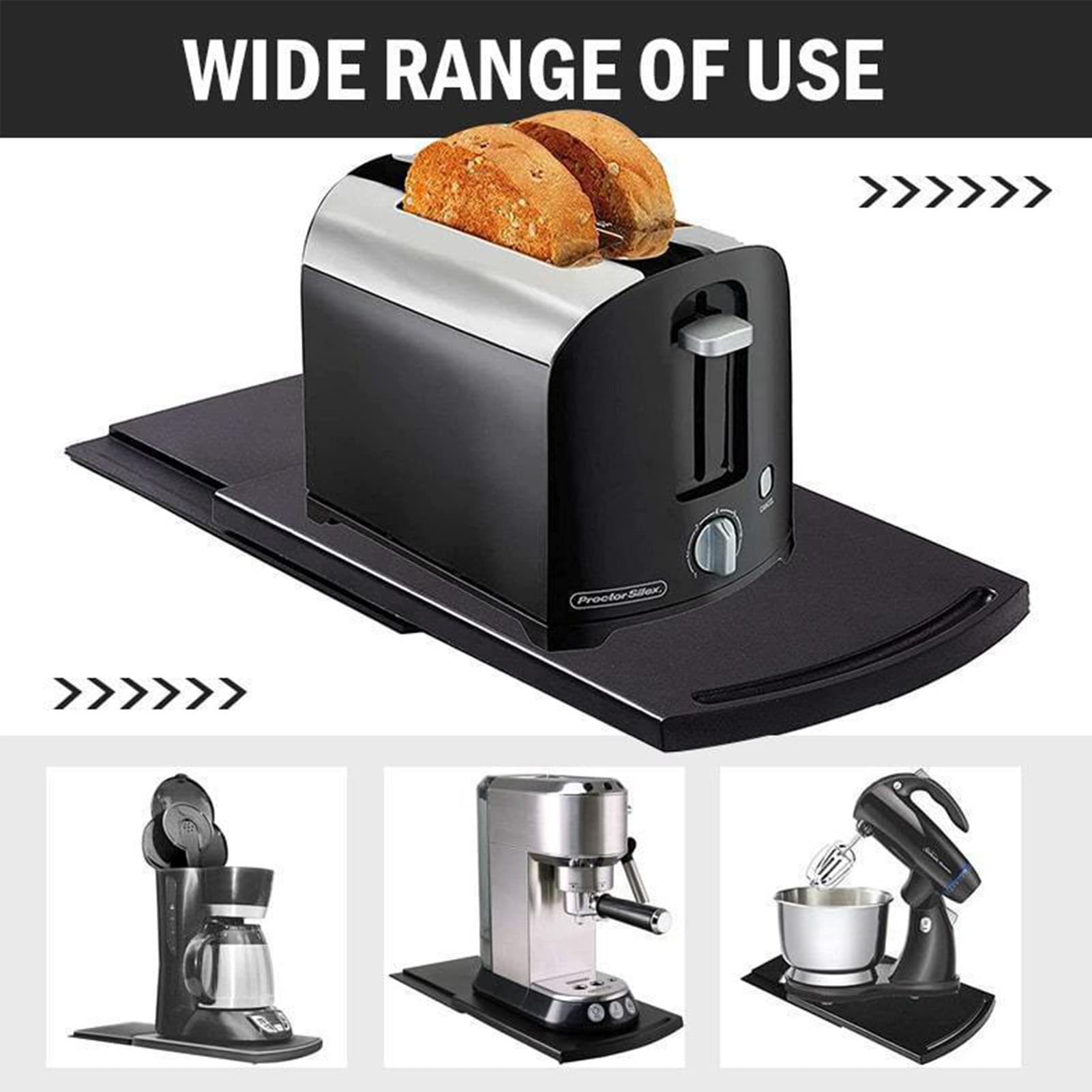 Dilwe Sliding Coffee Maker Tray - Medium Appliance Rolling Tray for Blender, Toaster & Bread Machine | Countertop Storage Organizer | Perfect for Kitchen, Breakfast Station & Small Appliance Organization