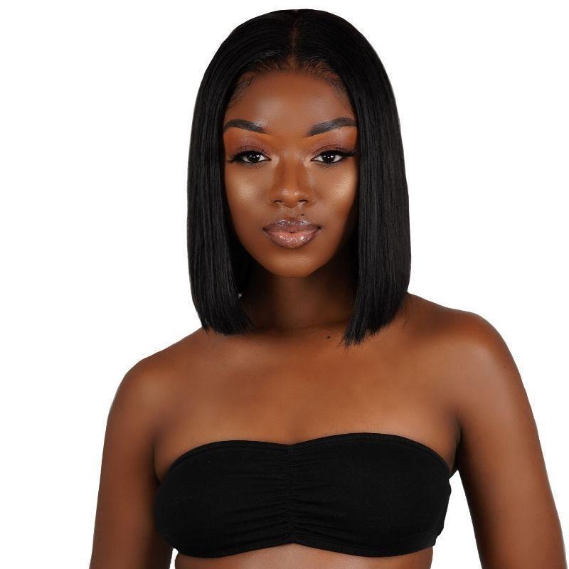 13x4 Straight Bob Lace Front Wig - 100% Human Hair with Transparent Lace for Natural Look | Perfect for Daily Wear, Cosplay & Special Occasions