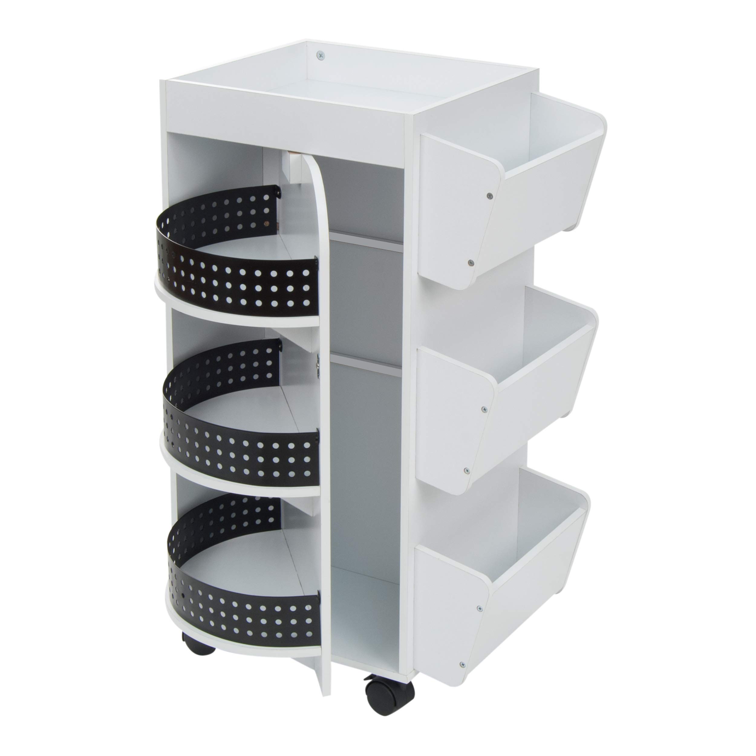 Studio Designs Swivel Organizer - White | 360° Rotating Desktop Storage for Office Supplies, Makeup, or Craft Tools | Perfect for Home Office, Beauty Vanity & Workspace Organization
