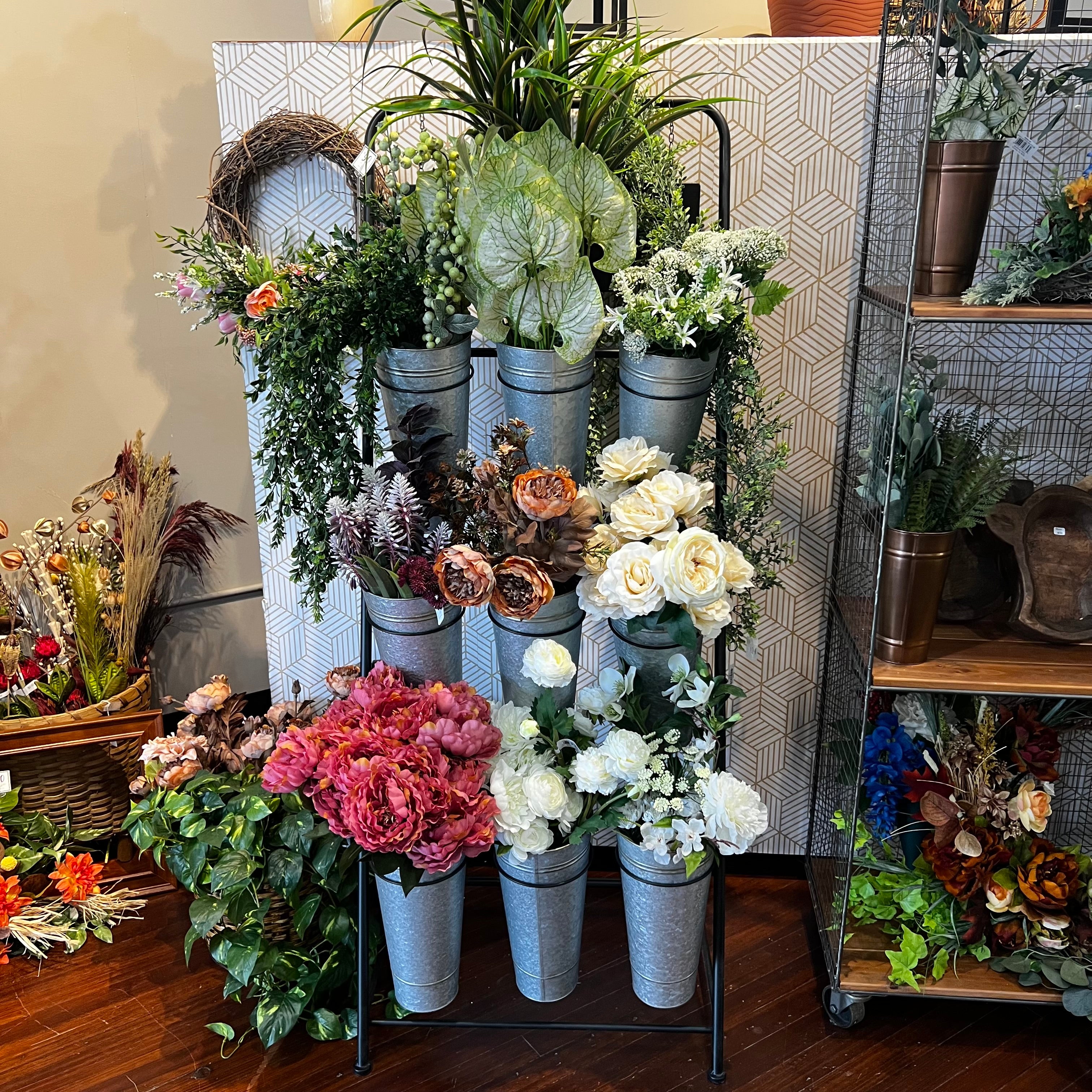 Set of 2 - 9 Bucket Flower Display Stands for Home Decor, Wedding Centerpieces & Garden Arrangements - Perfect for Floral Arrangements, DIY Crafts & Party Decorations
